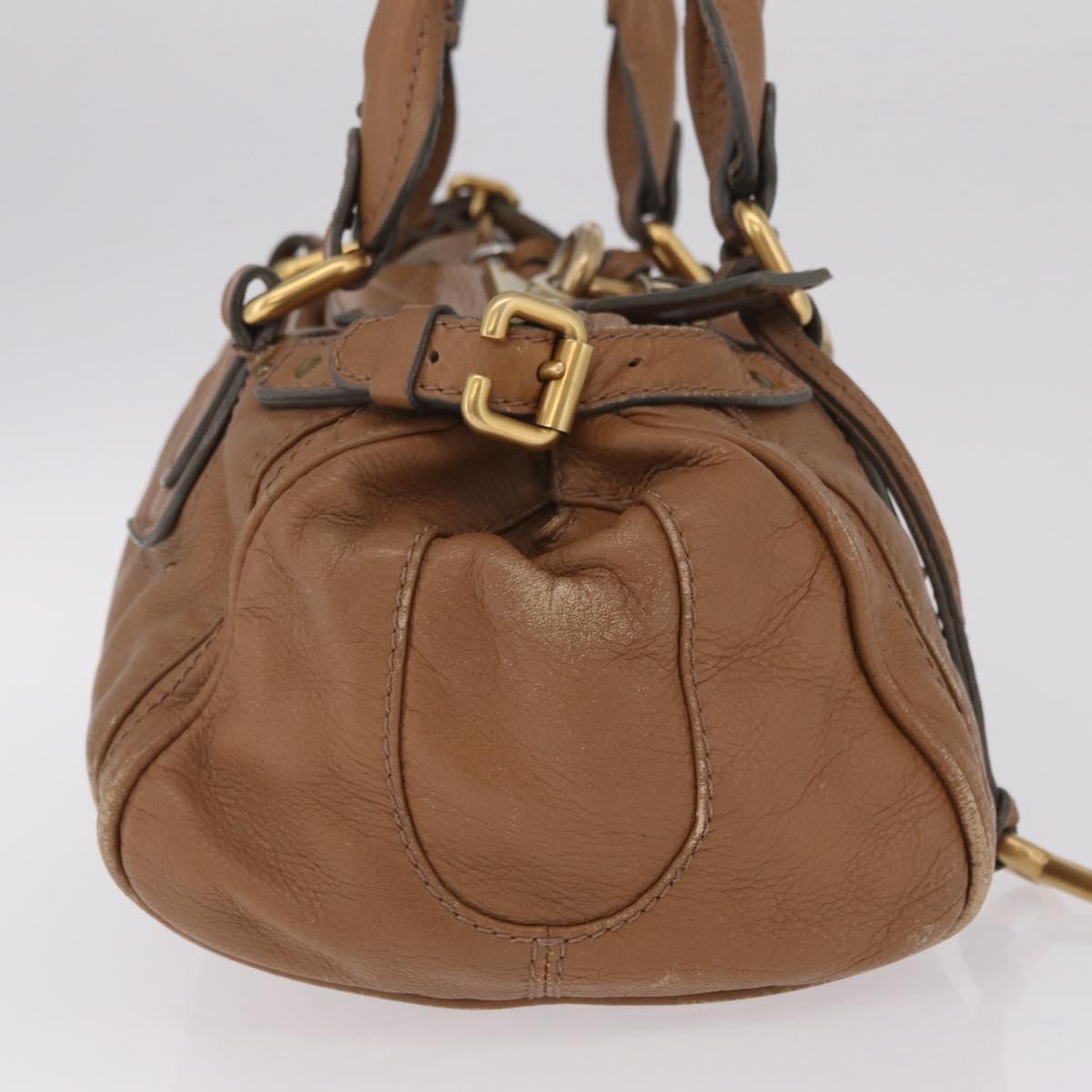 Chloe Paddington Hand Bag Leather Brown Gold Tone Auth am13070A