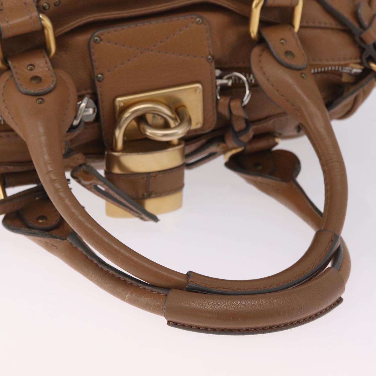 Chloe Paddington Hand Bag Leather Brown Gold Tone Auth am13070A