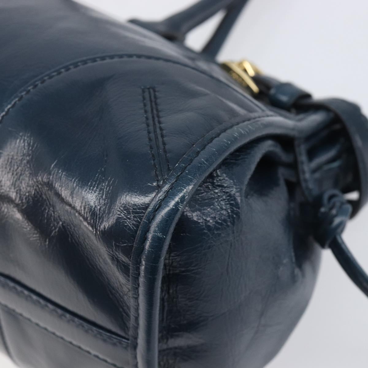 PRADA Bonnie Medium Shoulder Bag Leather Navy Gold Tone 1BA426 Auth am13071SAM