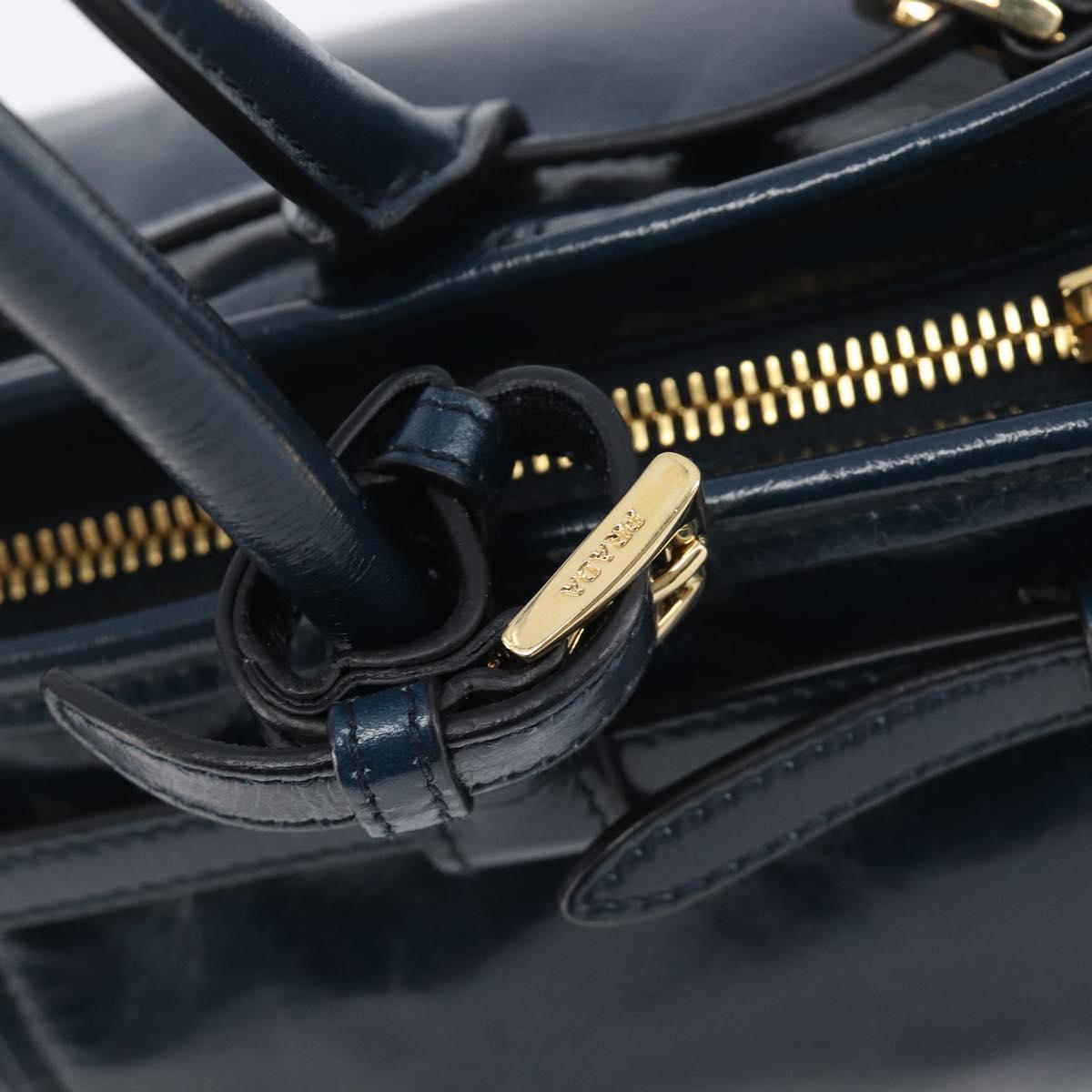 PRADA Bonnie Medium Shoulder Bag Leather Navy Gold Tone 1BA426 Auth am13071SAM