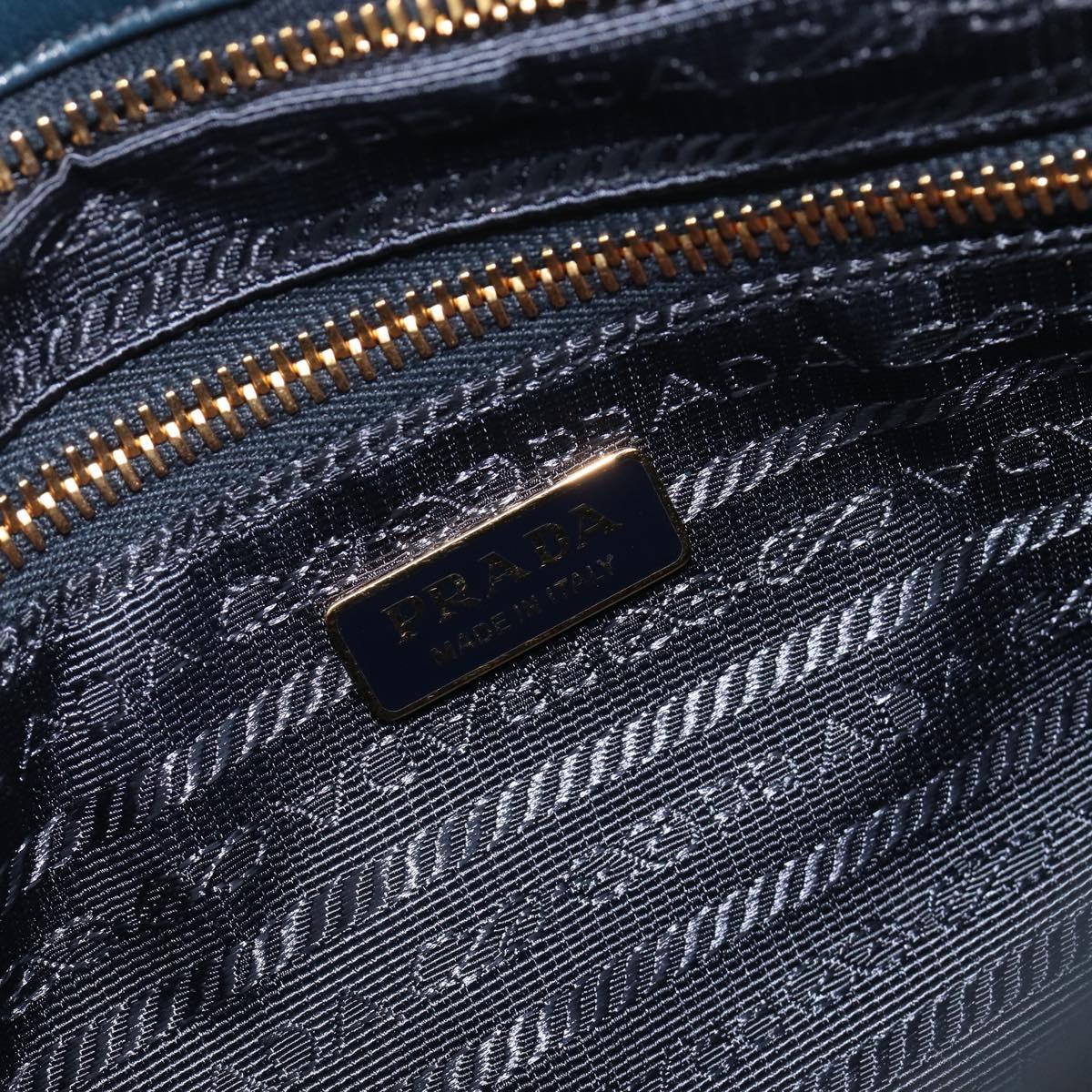 PRADA Bonnie Medium Shoulder Bag Leather Navy Gold Tone 1BA426 Auth am13071SAM