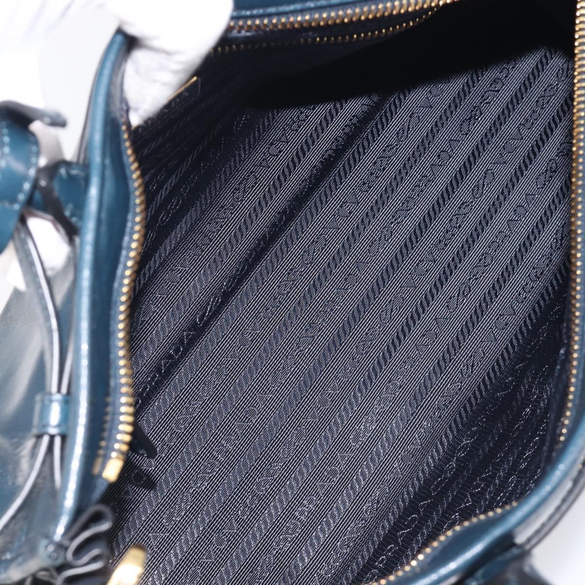 PRADA Bonnie Medium Shoulder Bag Leather Navy Gold Tone 1BA426 Auth am13071SAM