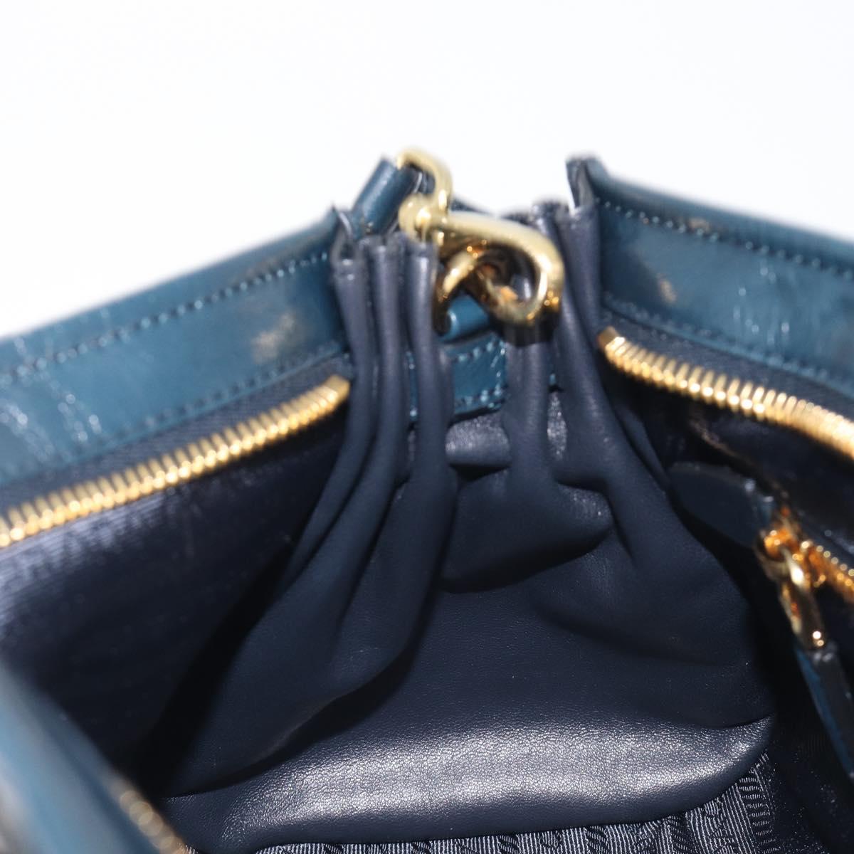 PRADA Bonnie Medium Shoulder Bag Leather Navy Gold Tone 1BA426 Auth am13071SAM
