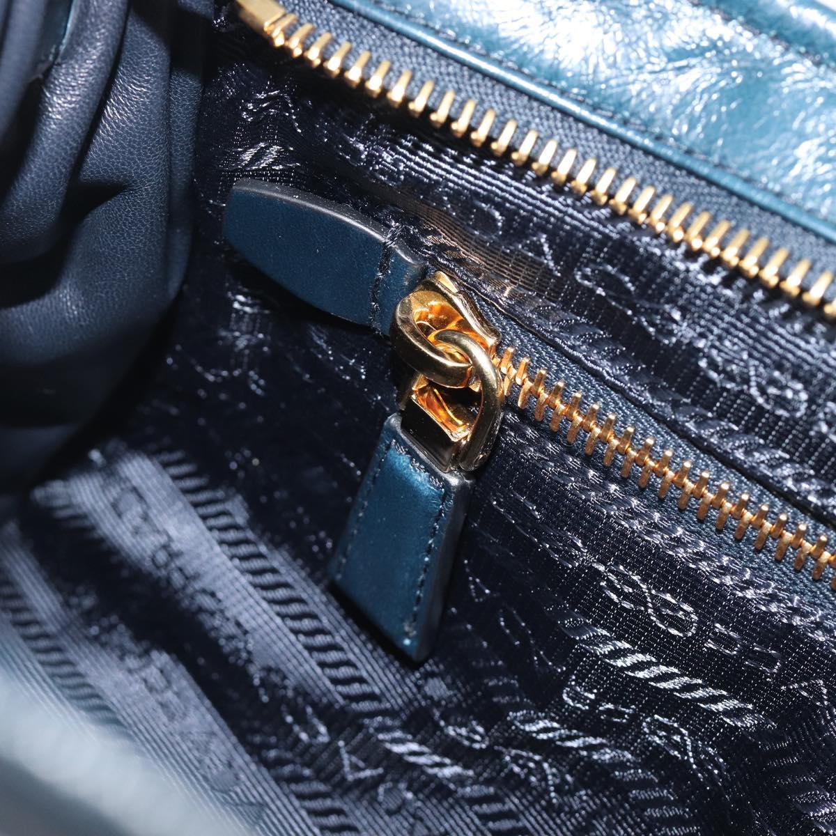 PRADA Bonnie Medium Shoulder Bag Leather Navy Gold Tone 1BA426 Auth am13071SAM