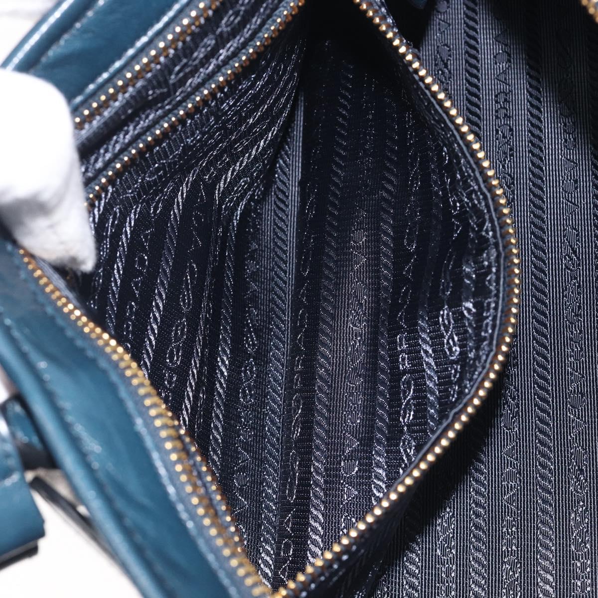PRADA Bonnie Medium Shoulder Bag Leather Navy Gold Tone 1BA426 Auth am13071SAM