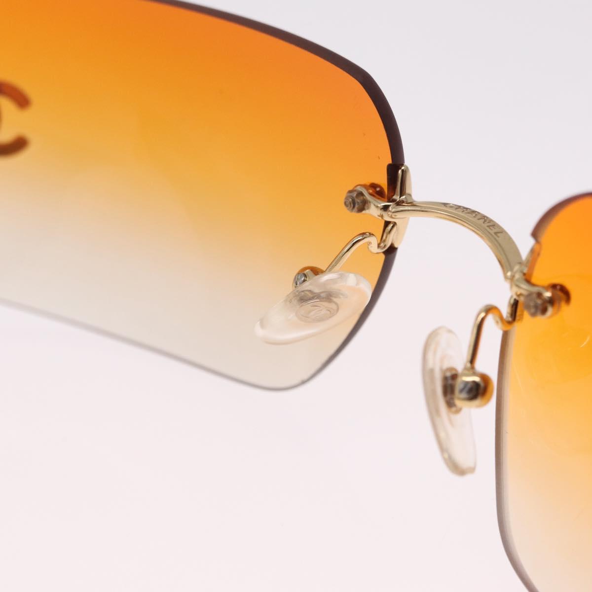 CHANEL Rhinestone COCO Mark Sunglasses Metal Orange Gold 4017 CC Auth am13072M