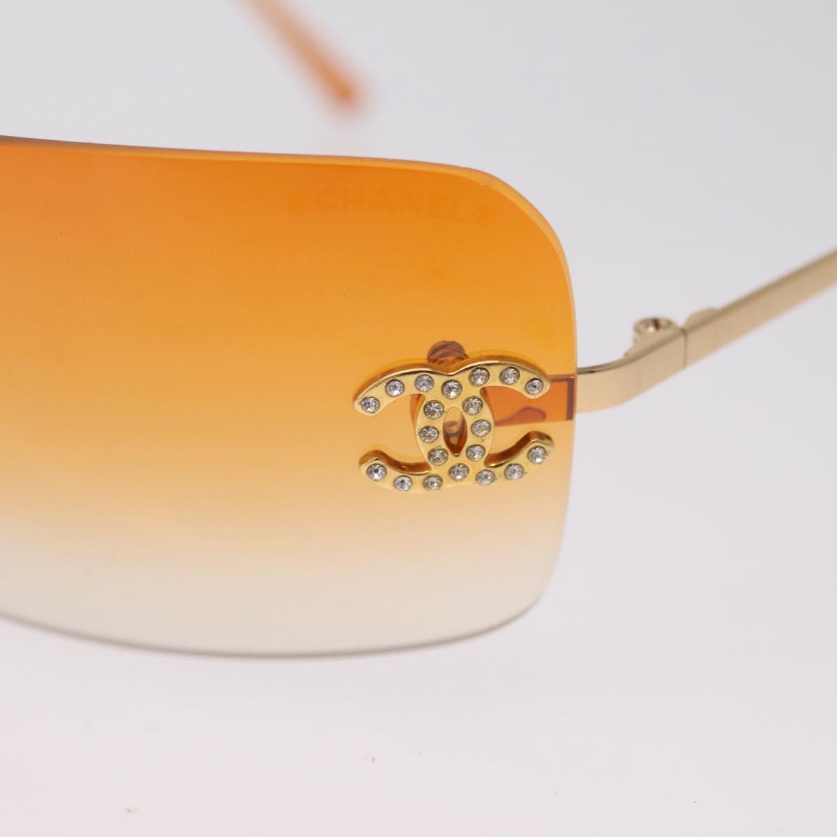 CHANEL Rhinestone COCO Mark Sunglasses Metal Orange Gold 4017 CC Auth am13072M