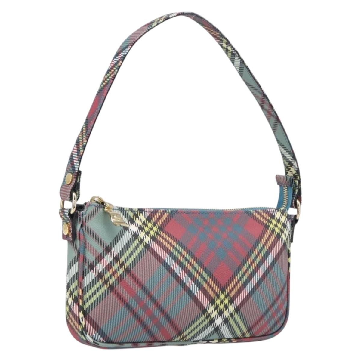 Vivienne Westwood Tartan Check Accessory Pouch PVC Multicolor Gold Auth am13076V