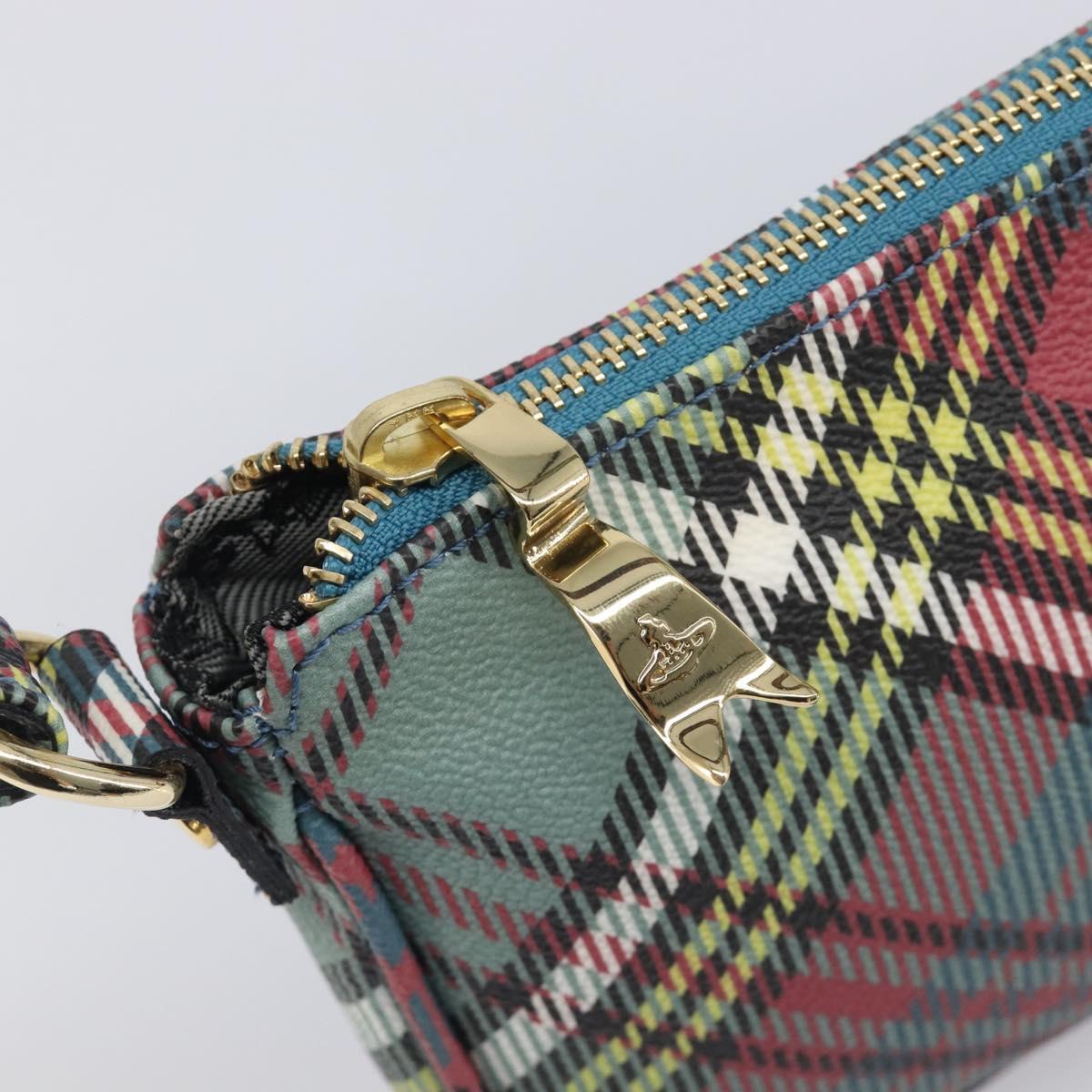 Vivienne Westwood Tartan Check Accessory Pouch PVC Multicolor Gold Auth am13076V