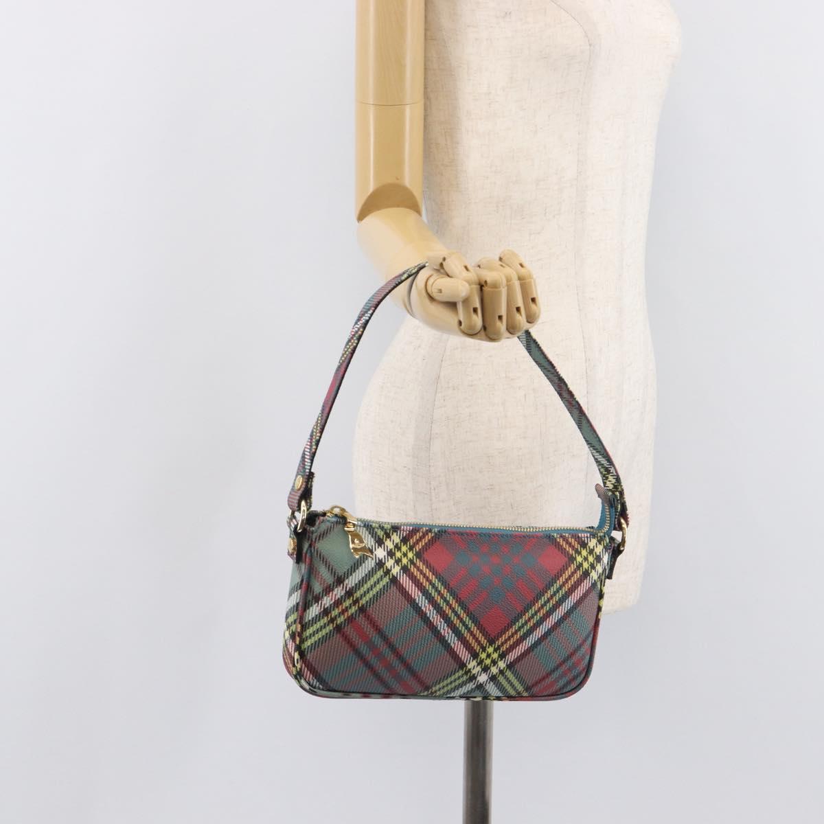 Vivienne Westwood Tartan Check Accessory Pouch PVC Multicolor Gold Auth am13076V