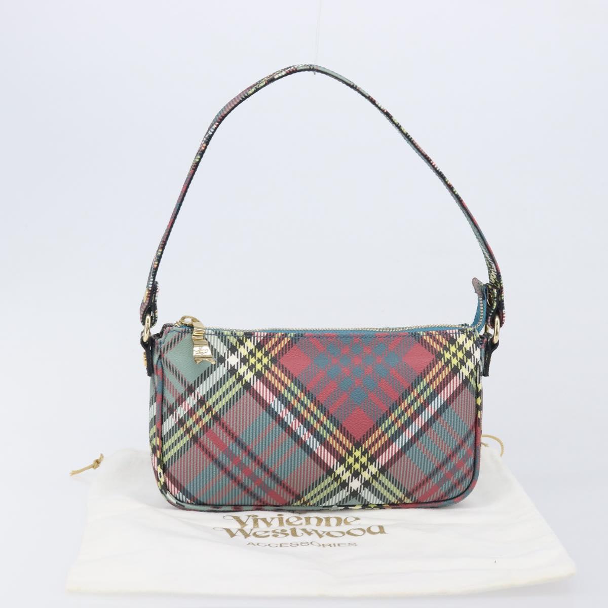 Vivienne Westwood Tartan Check Accessory Pouch PVC Multicolor Gold Auth am13076V