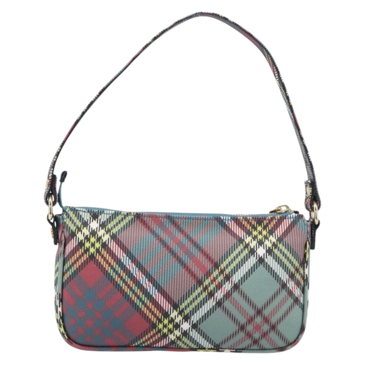 Vivienne Westwood Tartan Check Accessory Pouch PVC Multicolor Gold Auth am13076V