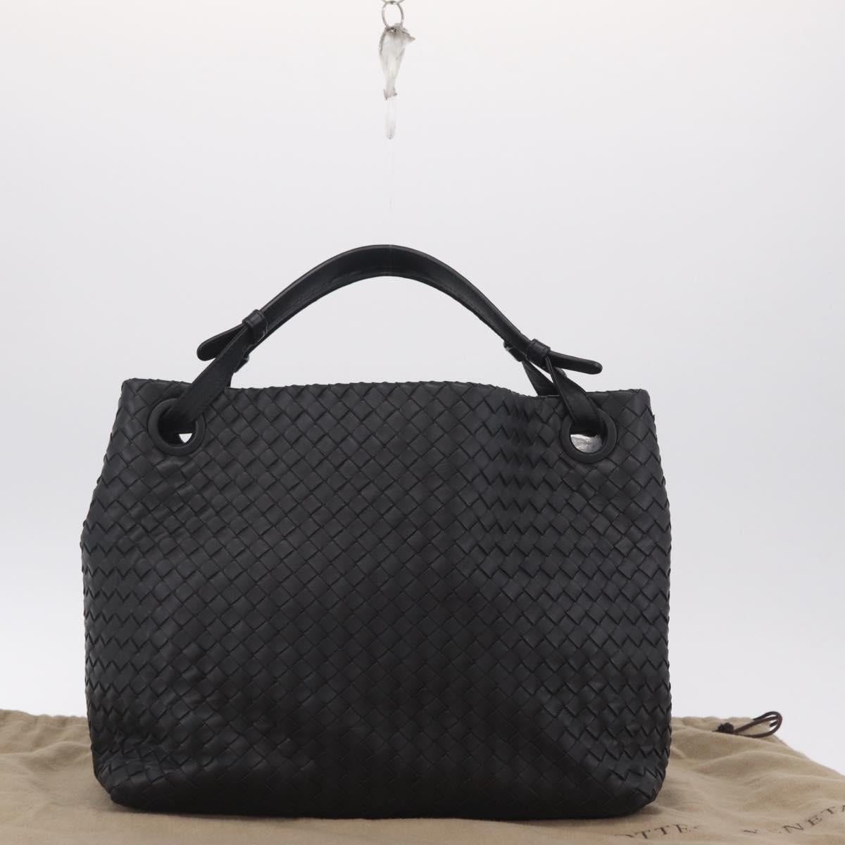 Bottega Veneta INTRECCIATO Garda Hand Bag Leather Black Auth am13078V