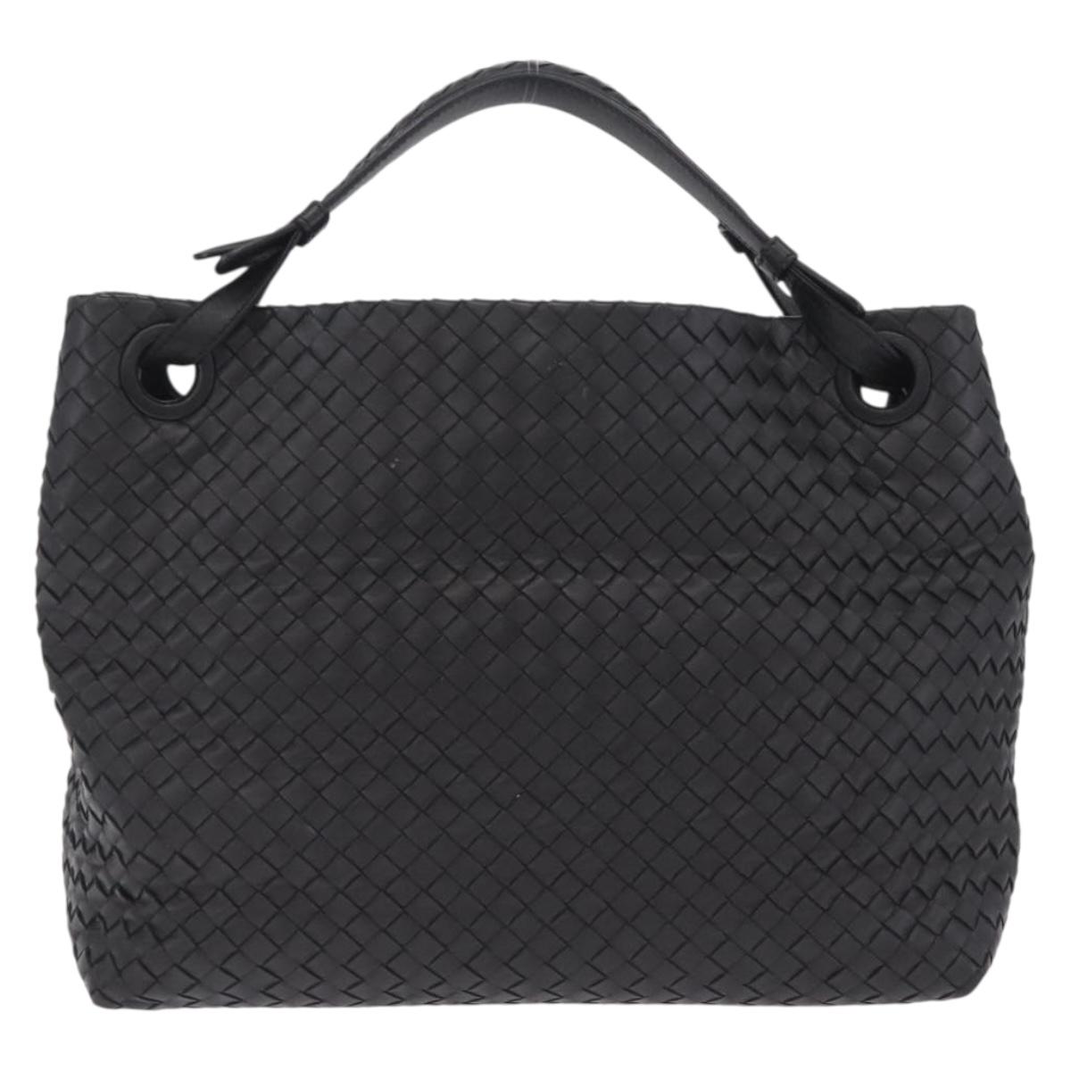 Bottega Veneta INTRECCIATO Garda Hand Bag Leather Black Auth am13078V