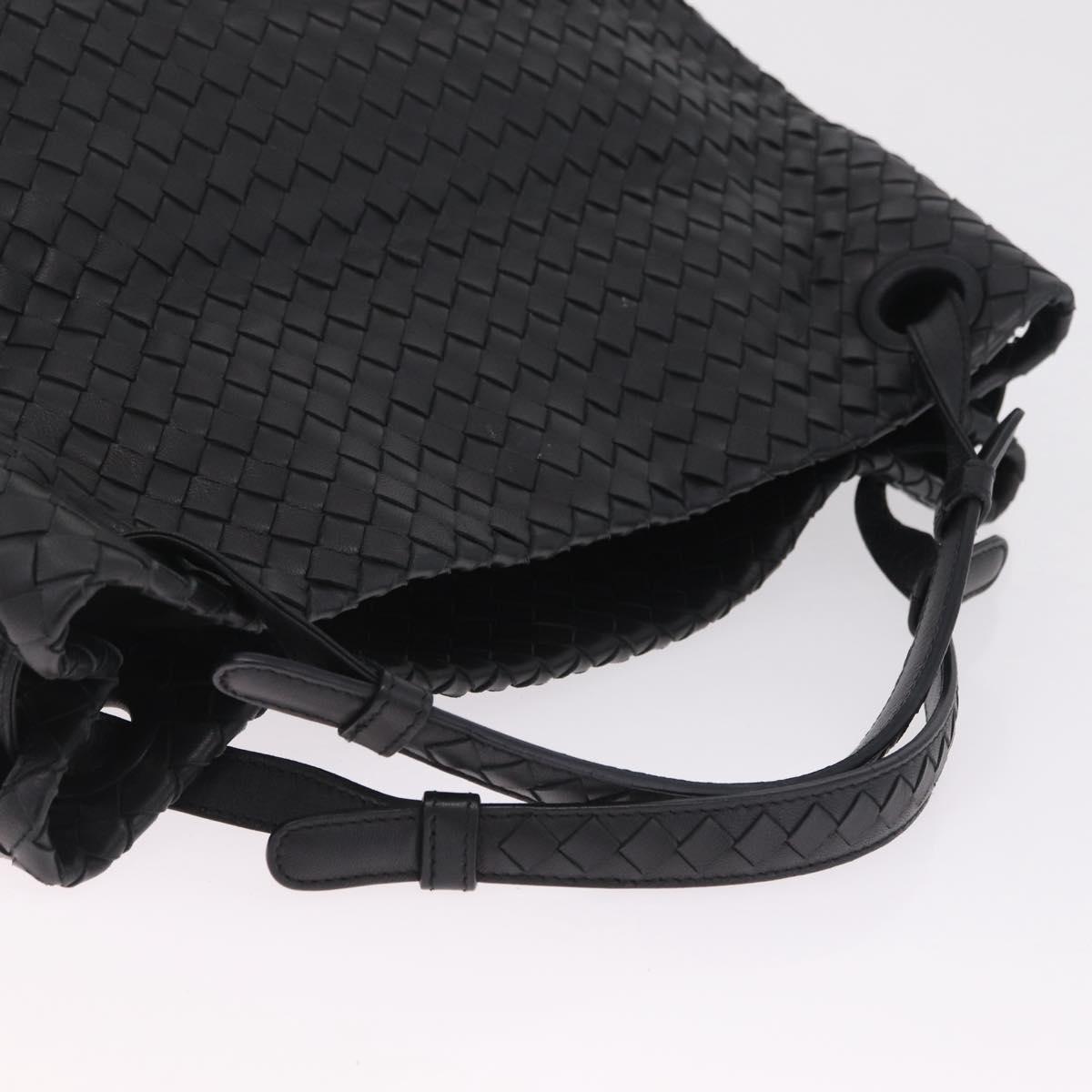 Bottega Veneta INTRECCIATO Garda Hand Bag Leather Black Auth am13078V