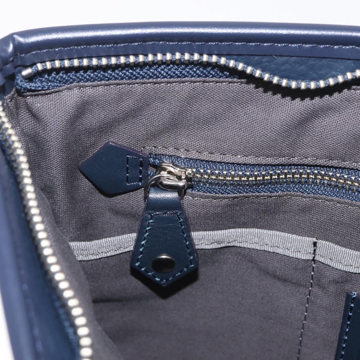 Vivienne Westwood Clutch Bag Leather Navy Silver Auth am13080V
