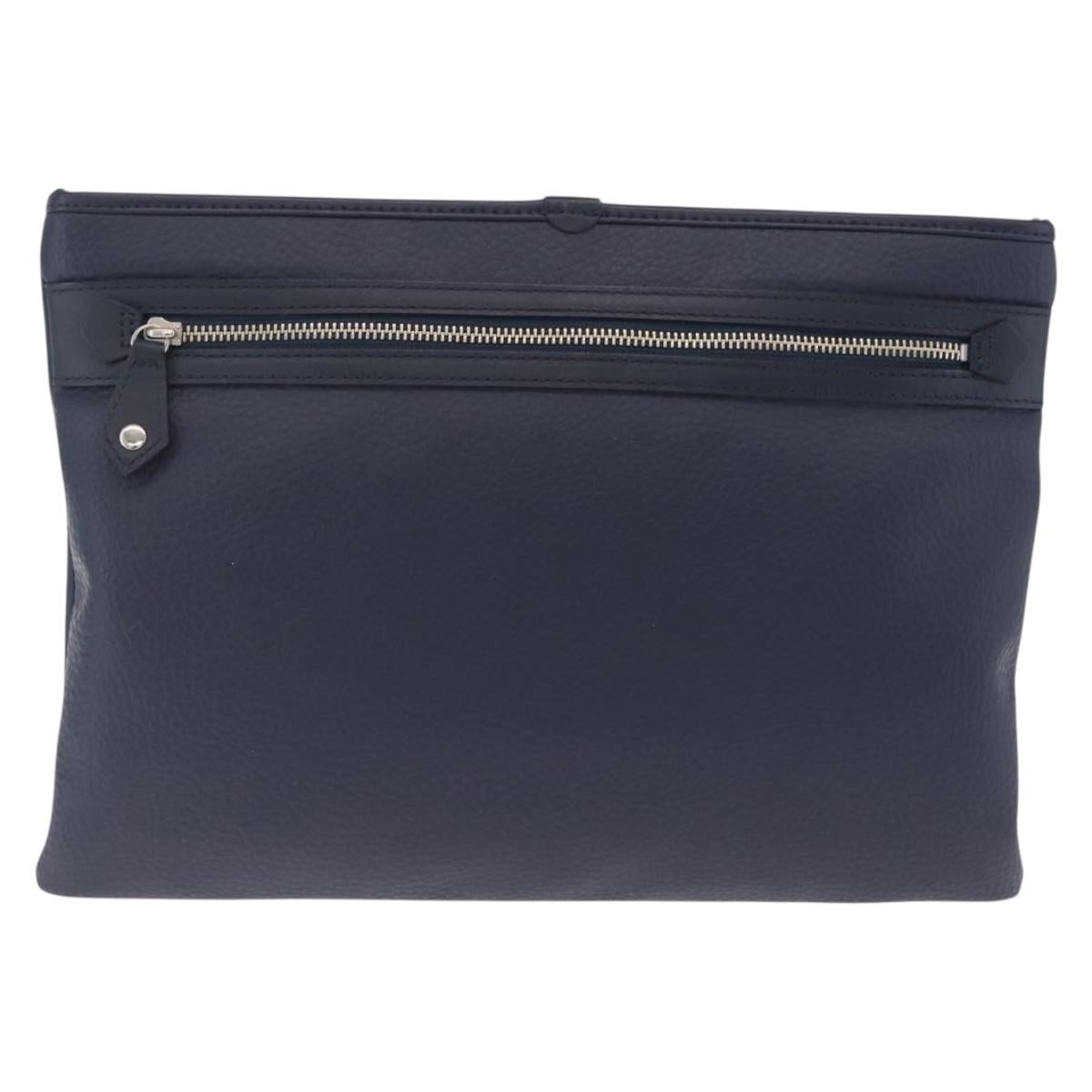 Vivienne Westwood Clutch Bag Leather Navy Silver Auth am13080V
