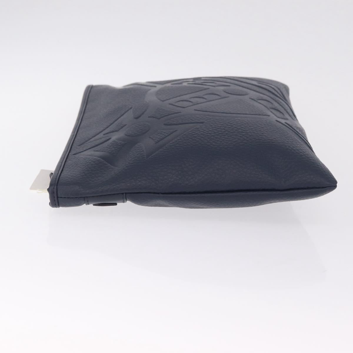 Vivienne Westwood Clutch Bag Leather Navy Silver Auth am13080V