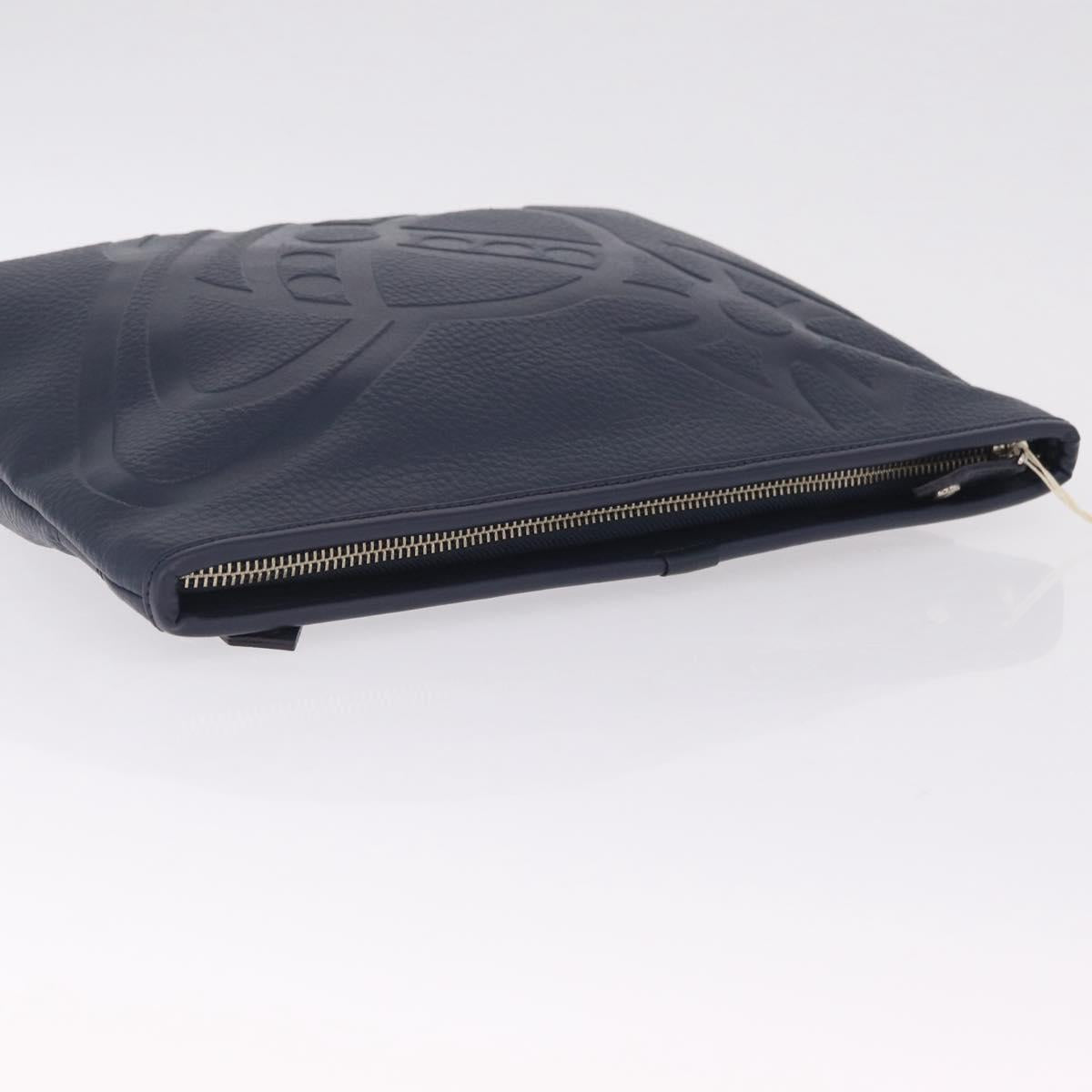 Vivienne Westwood Clutch Bag Leather Navy Silver Auth am13080V