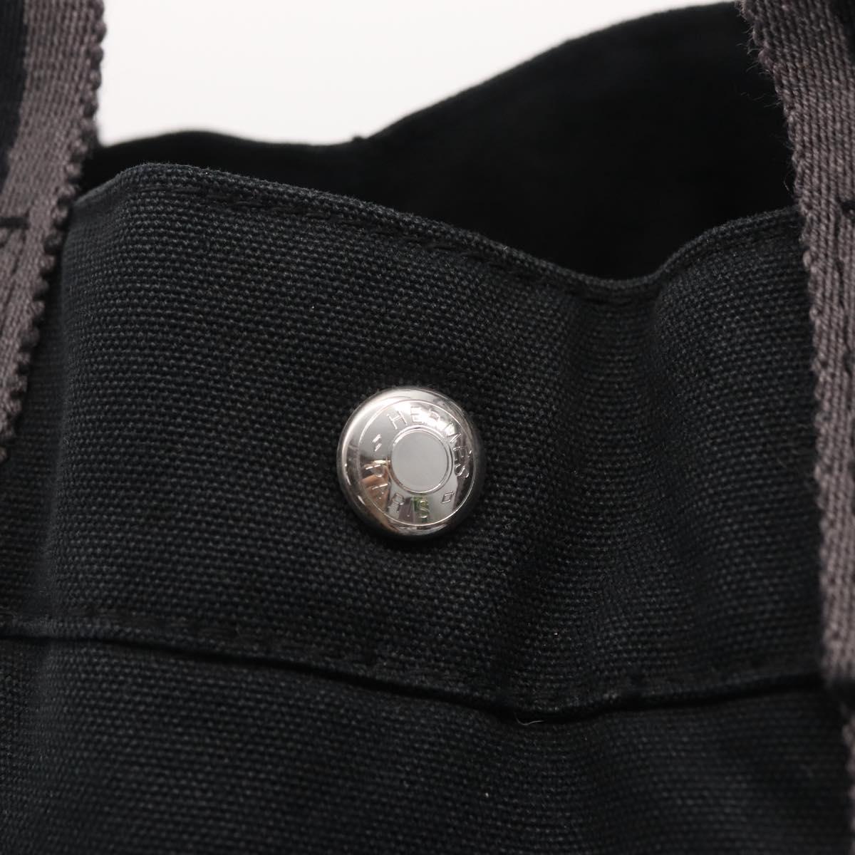 HERMES Fourre Tout MM Hand Bag Canvas Black Silver Auth am13081A