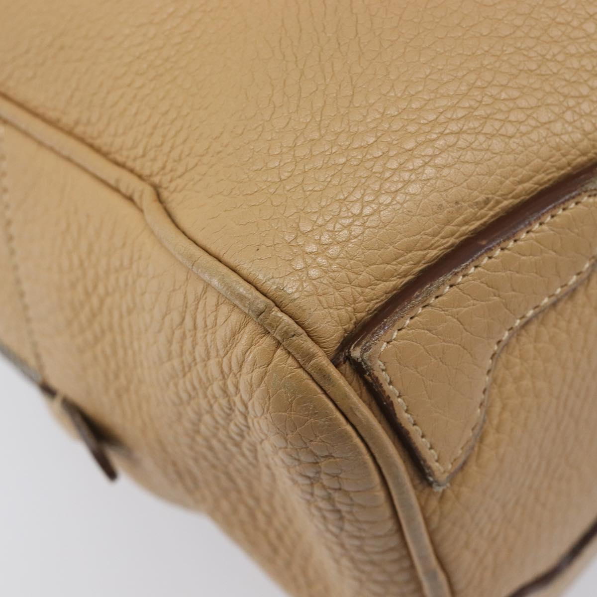 PRADA Bowler Bag Stand Bag Hand Bag Leather Beige Silver Auth am13082A