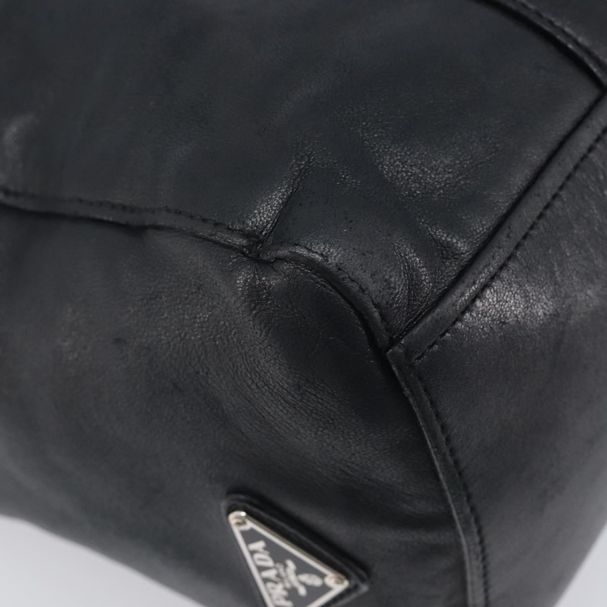 PRADA Ready Lock Shoulder Bag Leather Black Silver BR3282 Auth am13083V