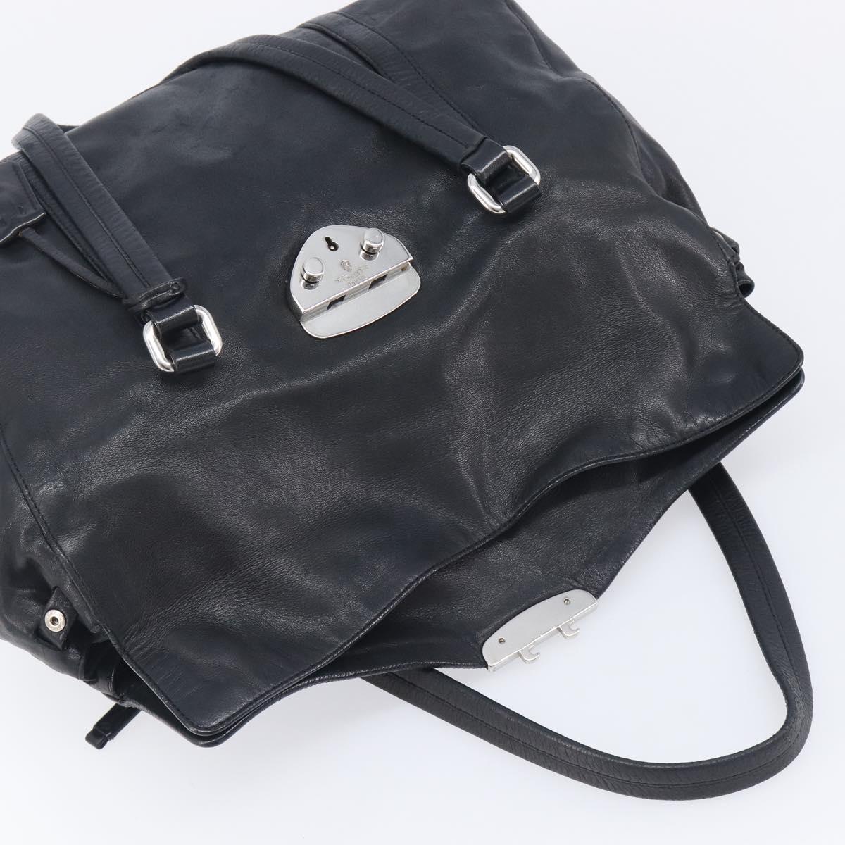 PRADA Ready Lock Shoulder Bag Leather Black Silver BR3282 Auth am13083V