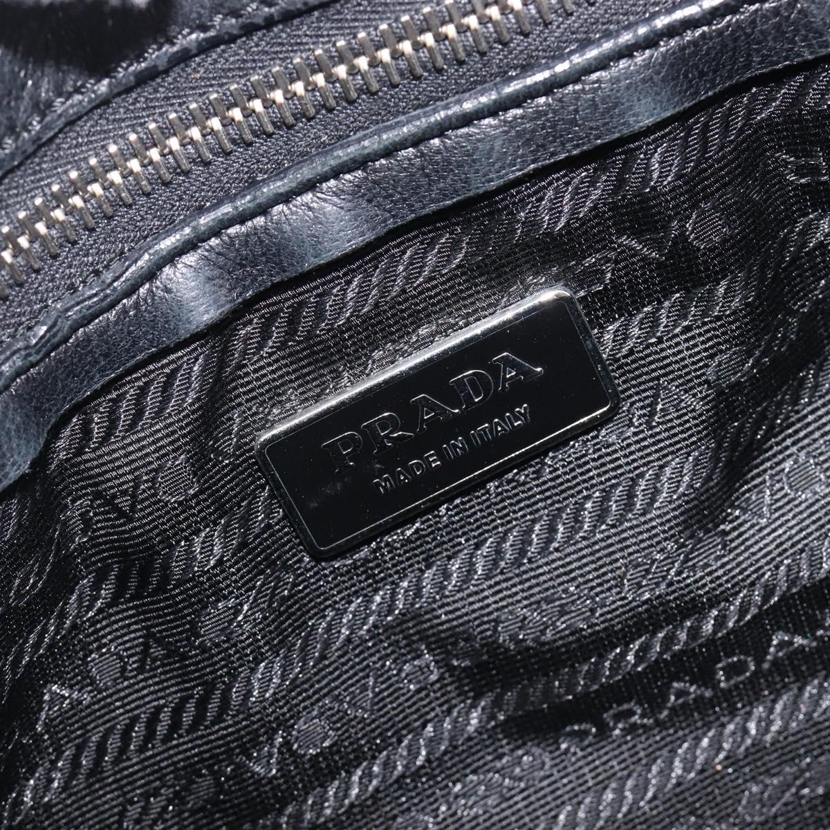 PRADA Ready Lock Shoulder Bag Leather Black Silver BR3282 Auth am13083V