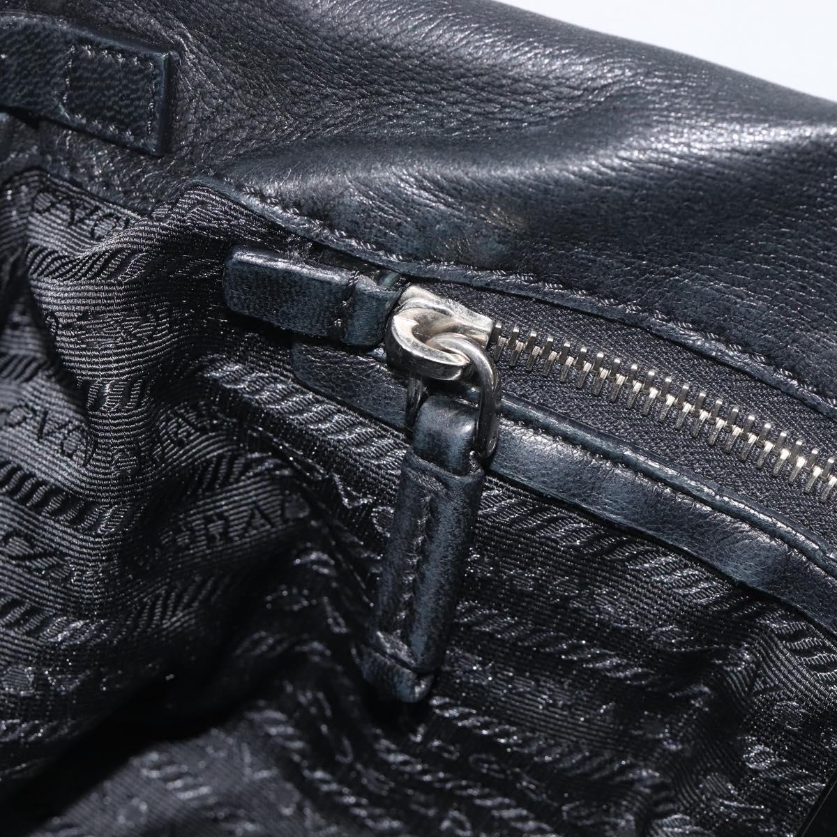 PRADA Ready Lock Shoulder Bag Leather Black Silver BR3282 Auth am13083V