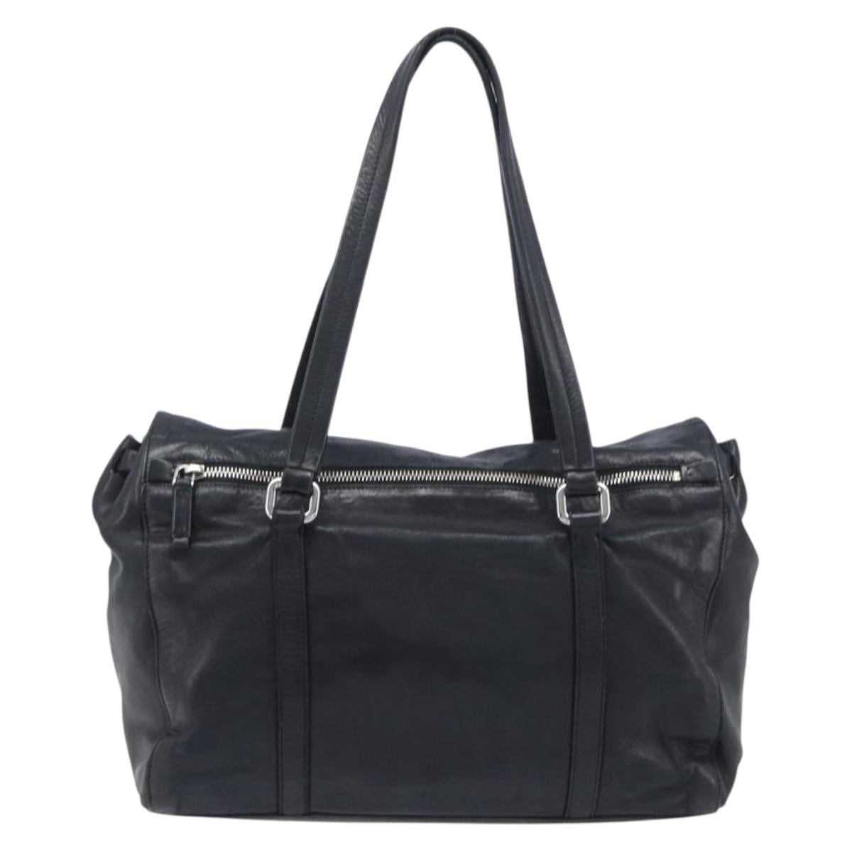 PRADA Ready Lock Shoulder Bag Leather Black Silver BR3282 Auth am13083V