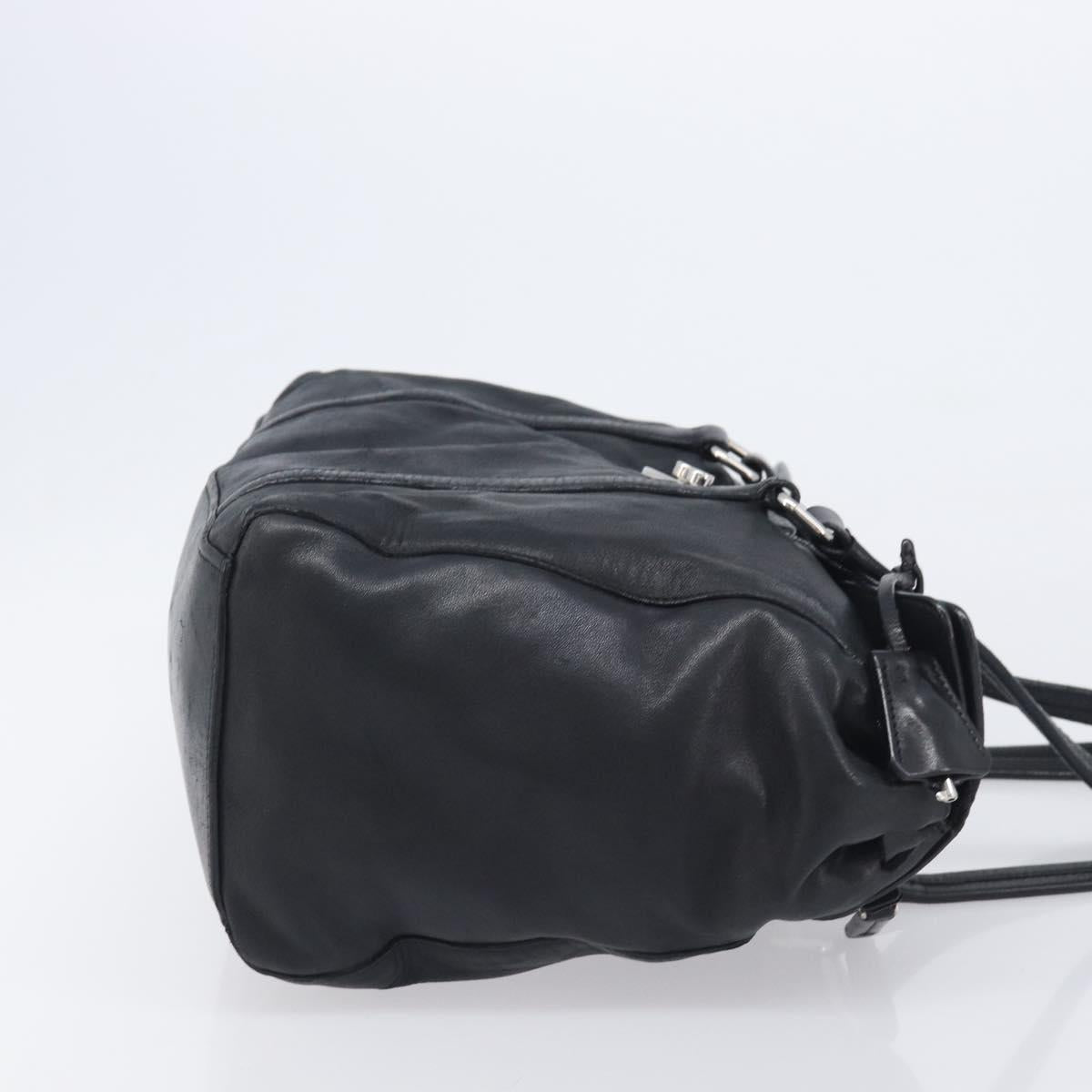 PRADA Ready Lock Shoulder Bag Leather Black Silver BR3282 Auth am13083V