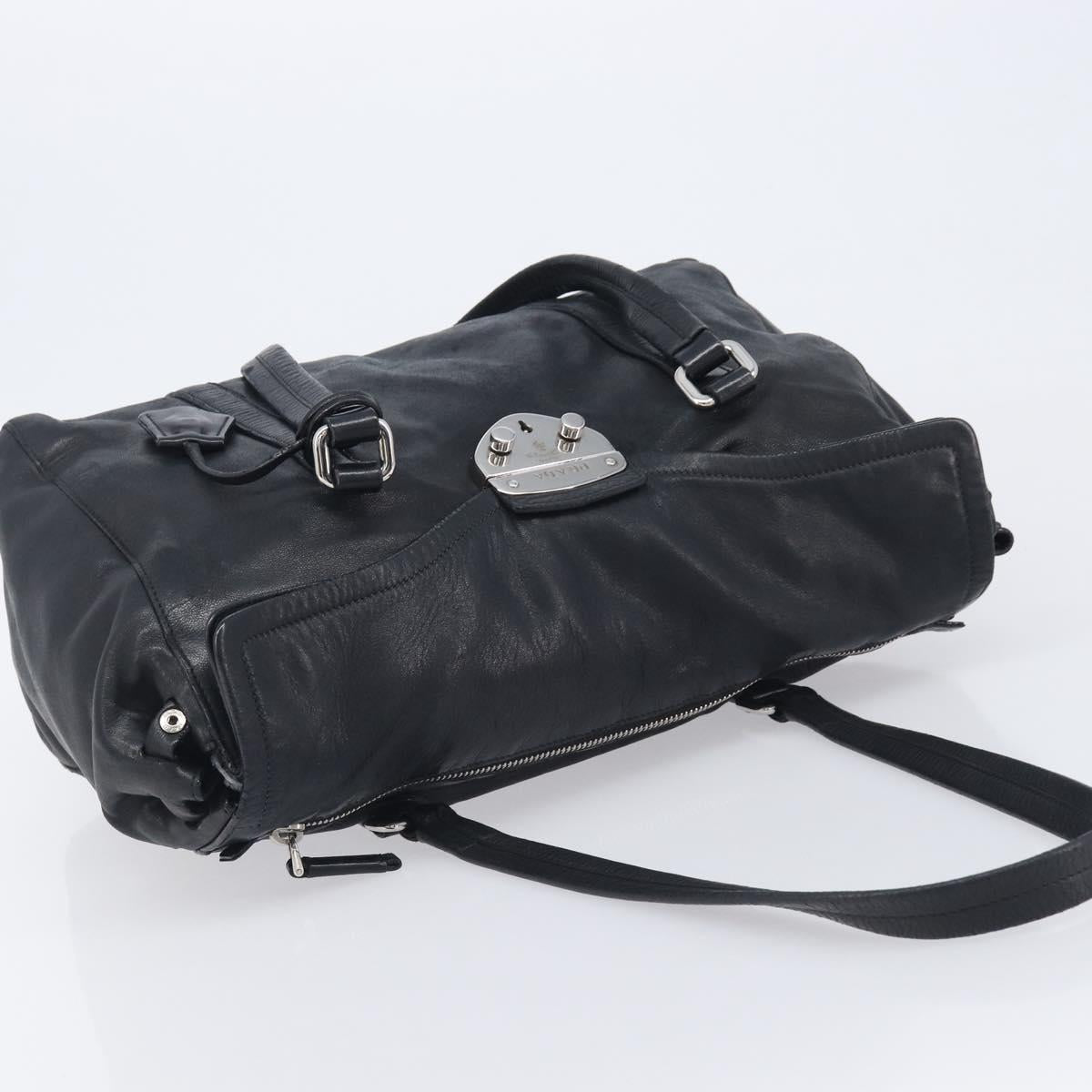 PRADA Ready Lock Shoulder Bag Leather Black Silver BR3282 Auth am13083V