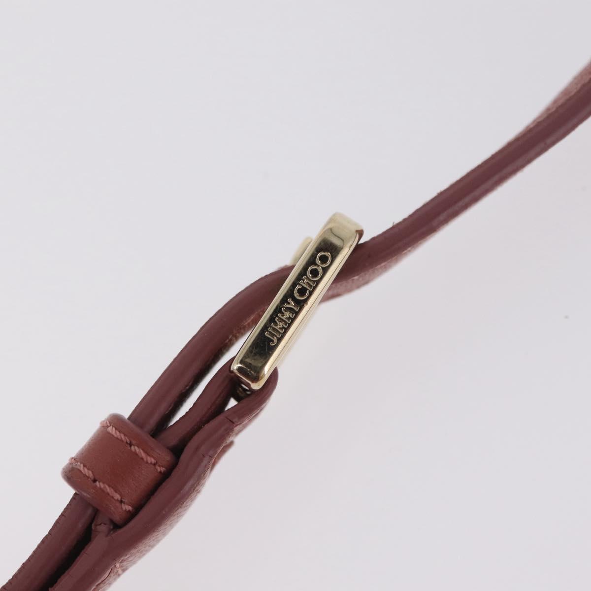 Jimmy Choo Juno Shoulder Bag Leather Pink Gold Tone Auth am13084A