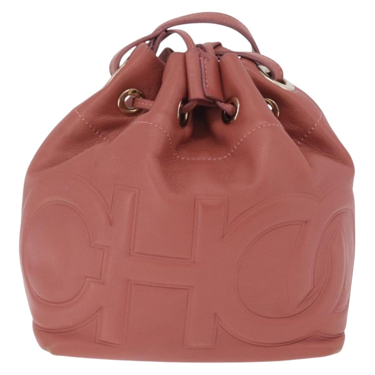 Jimmy Choo Juno Shoulder Bag Leather Pink Gold Tone Auth am13084A