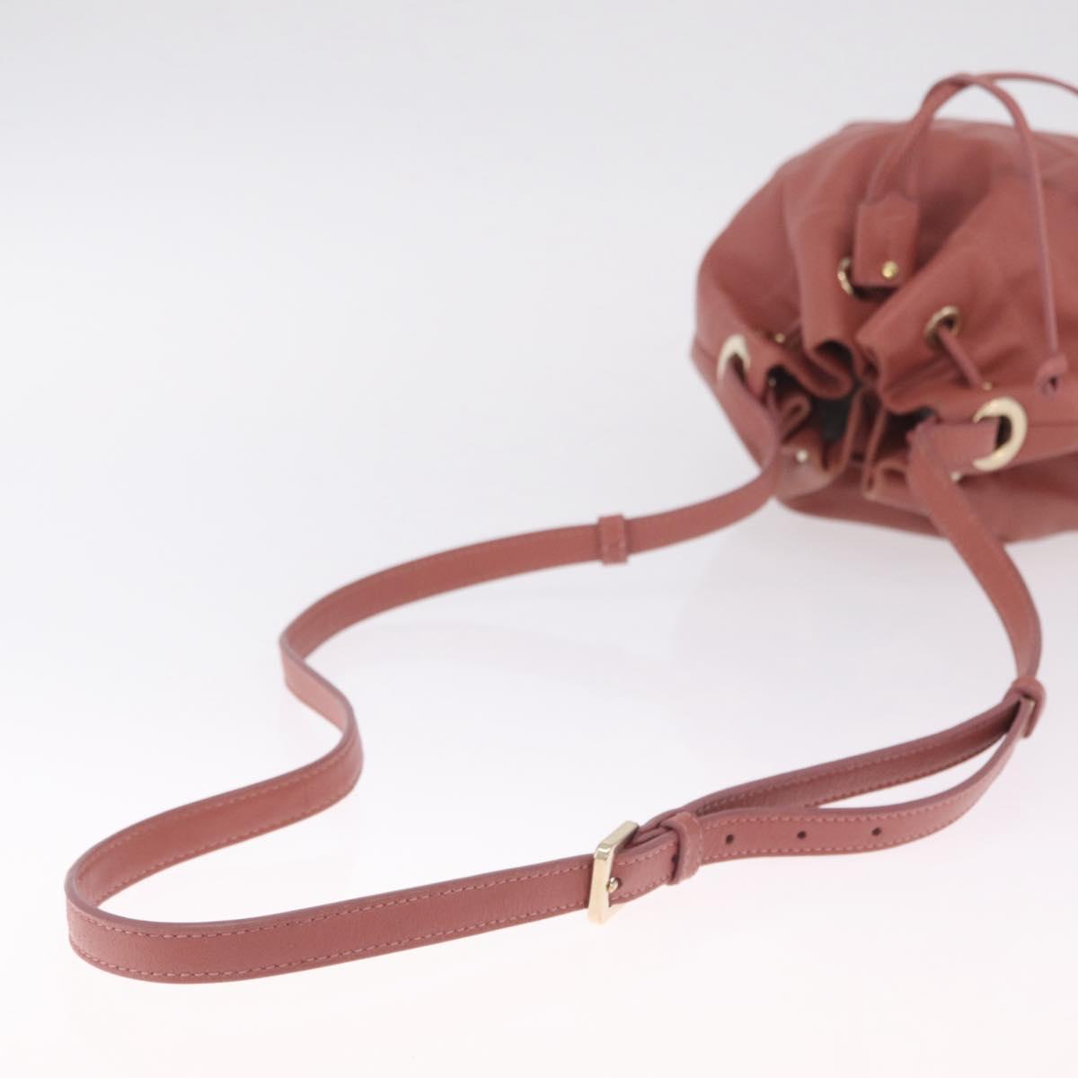 Jimmy Choo Juno Shoulder Bag Leather Pink Gold Tone Auth am13084A