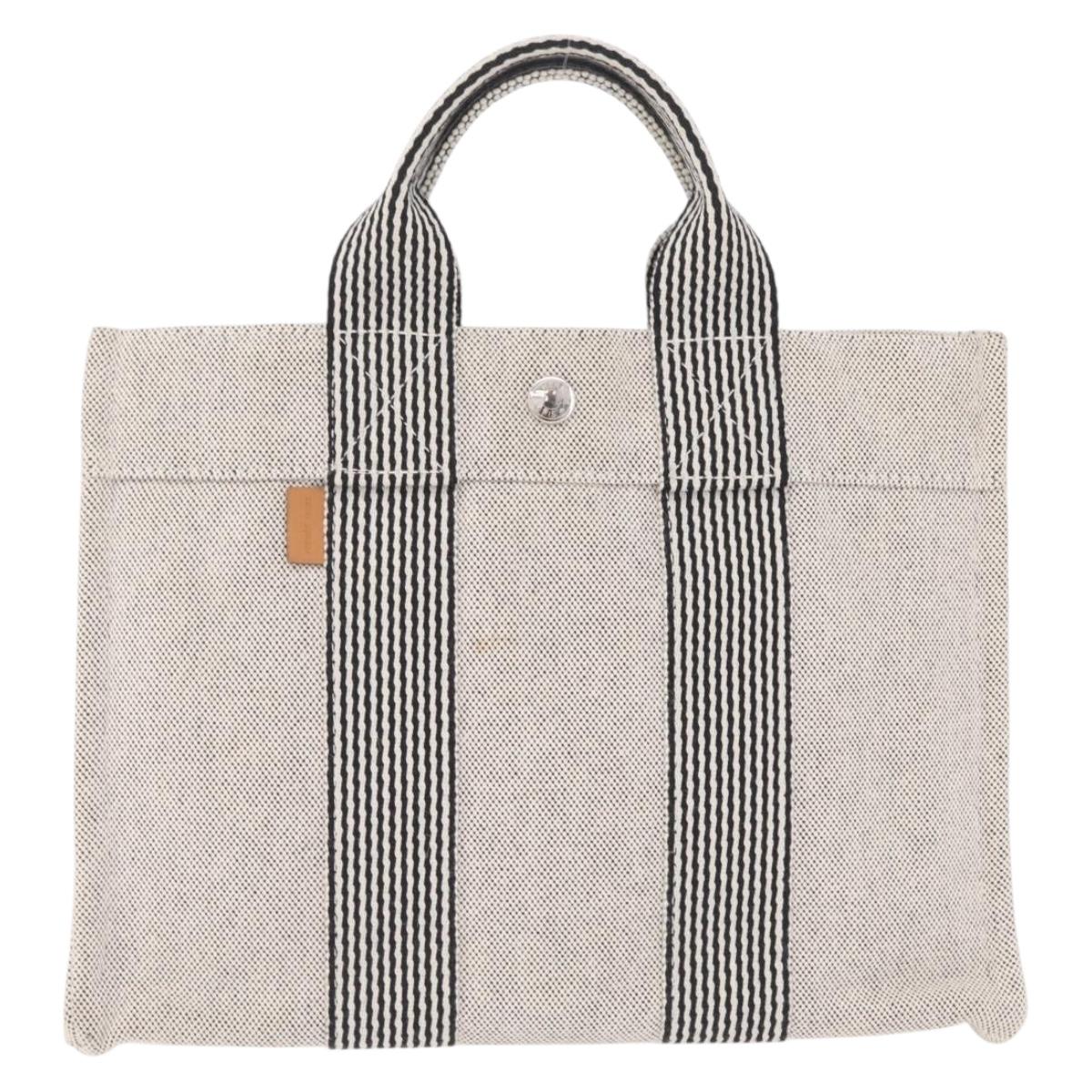 HERMES New Fourre Tout PM Hand Bag Canvas Gray Black Auth am13085V