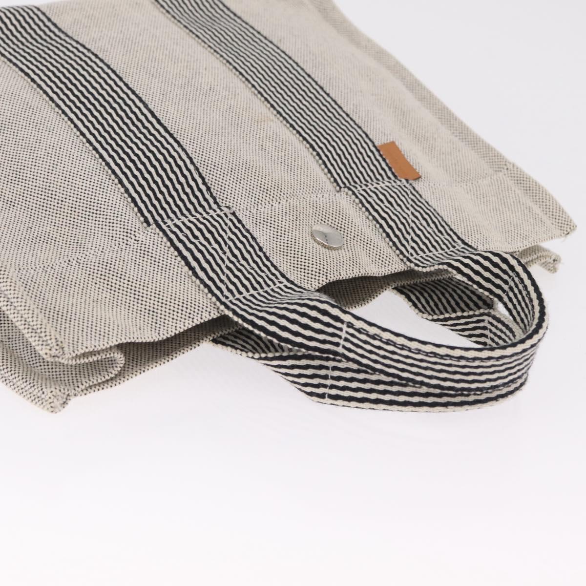 HERMES New Fourre Tout PM Hand Bag Canvas Gray Black Auth am13085V