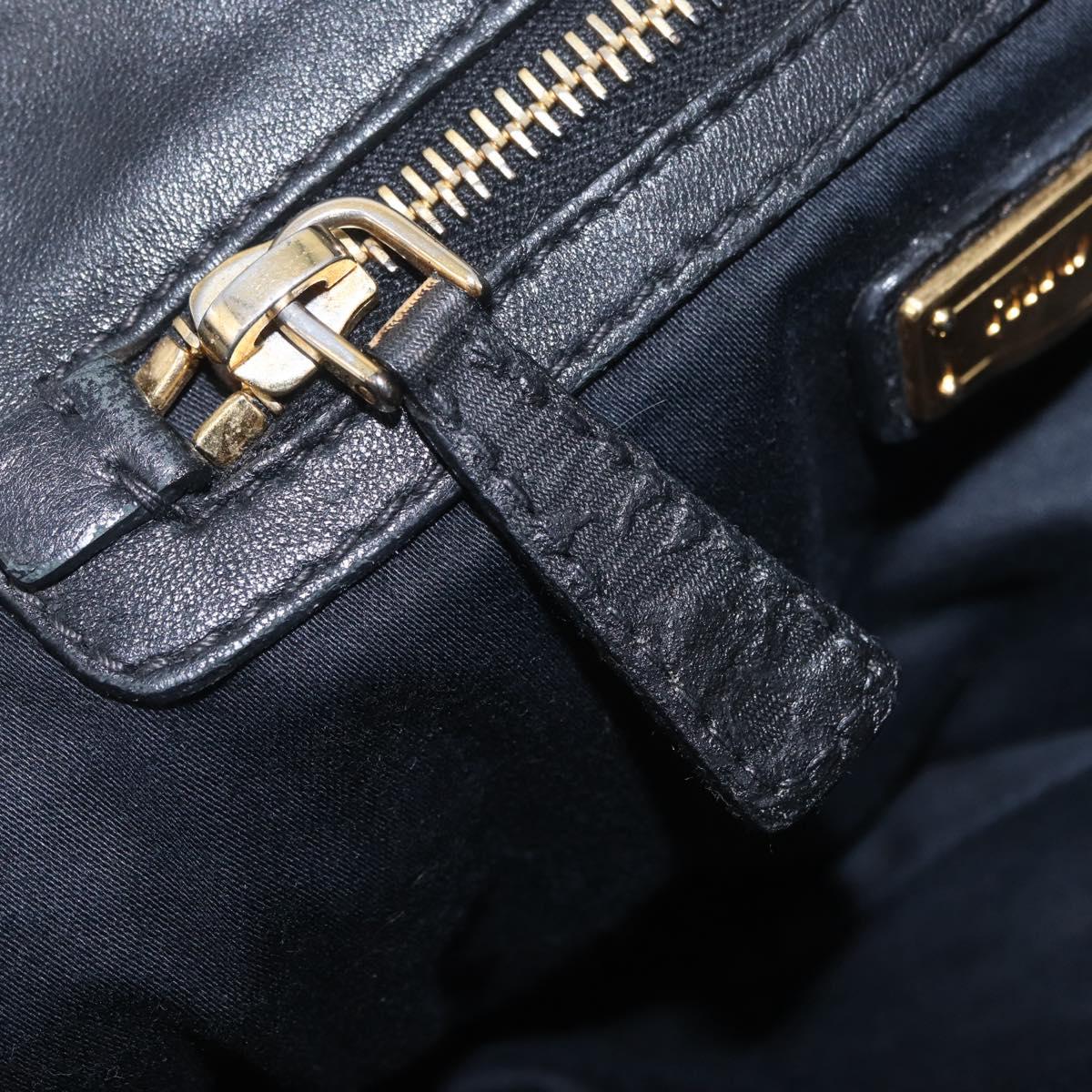 Miu Miu Matelasse Lady Rock Hand Bag Leather Black Gold Tone Auth am13088V