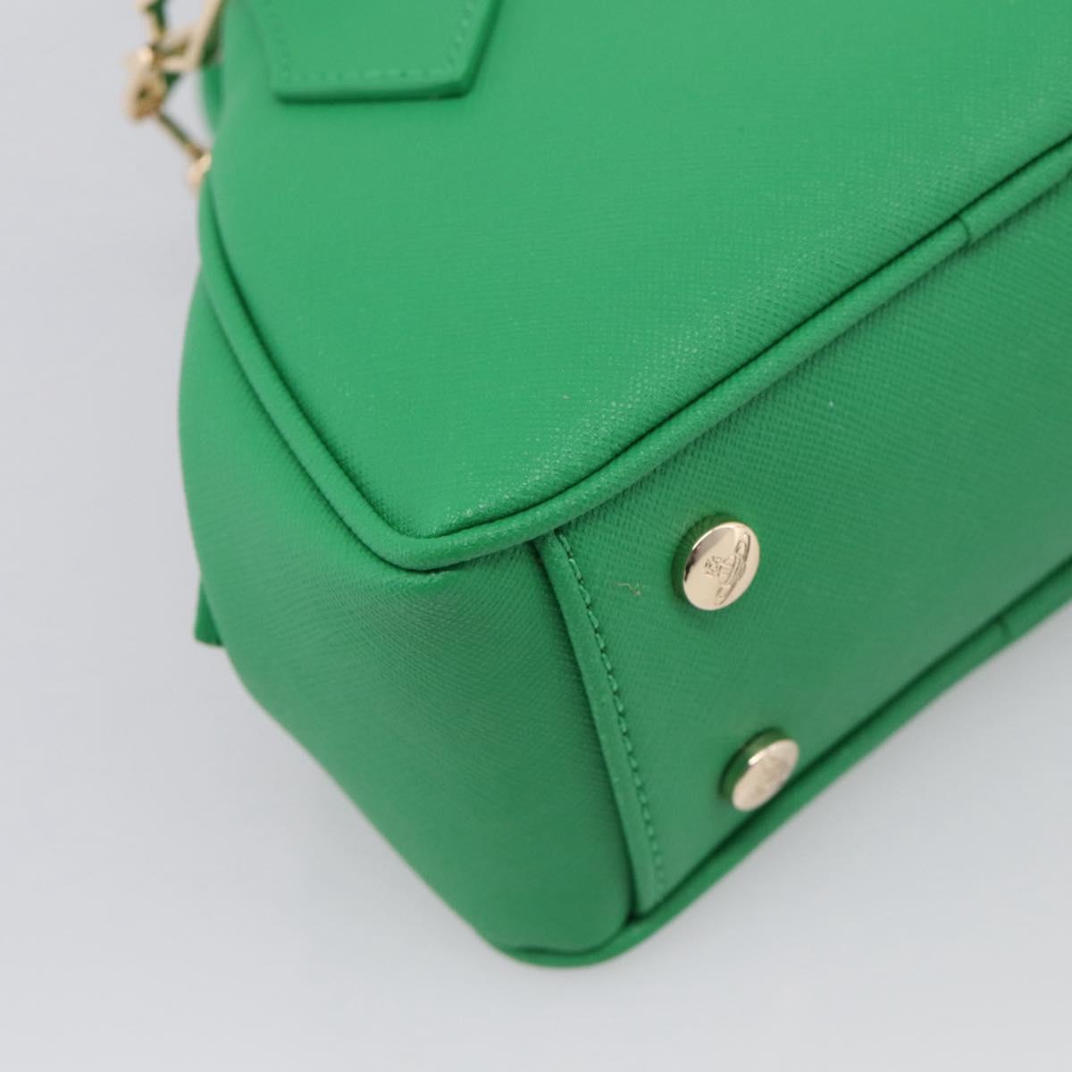 Vivienne Westwood MINI YASMINE Orb Hand Bag Leather Green Gold Auth am13089V