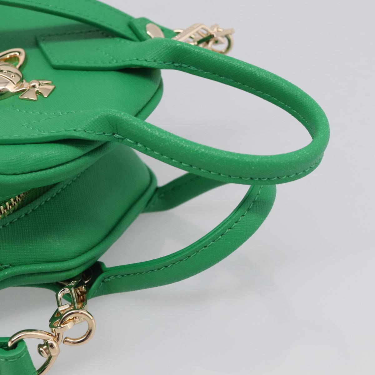 Vivienne Westwood MINI YASMINE Orb Hand Bag Leather Green Gold Auth am13089V