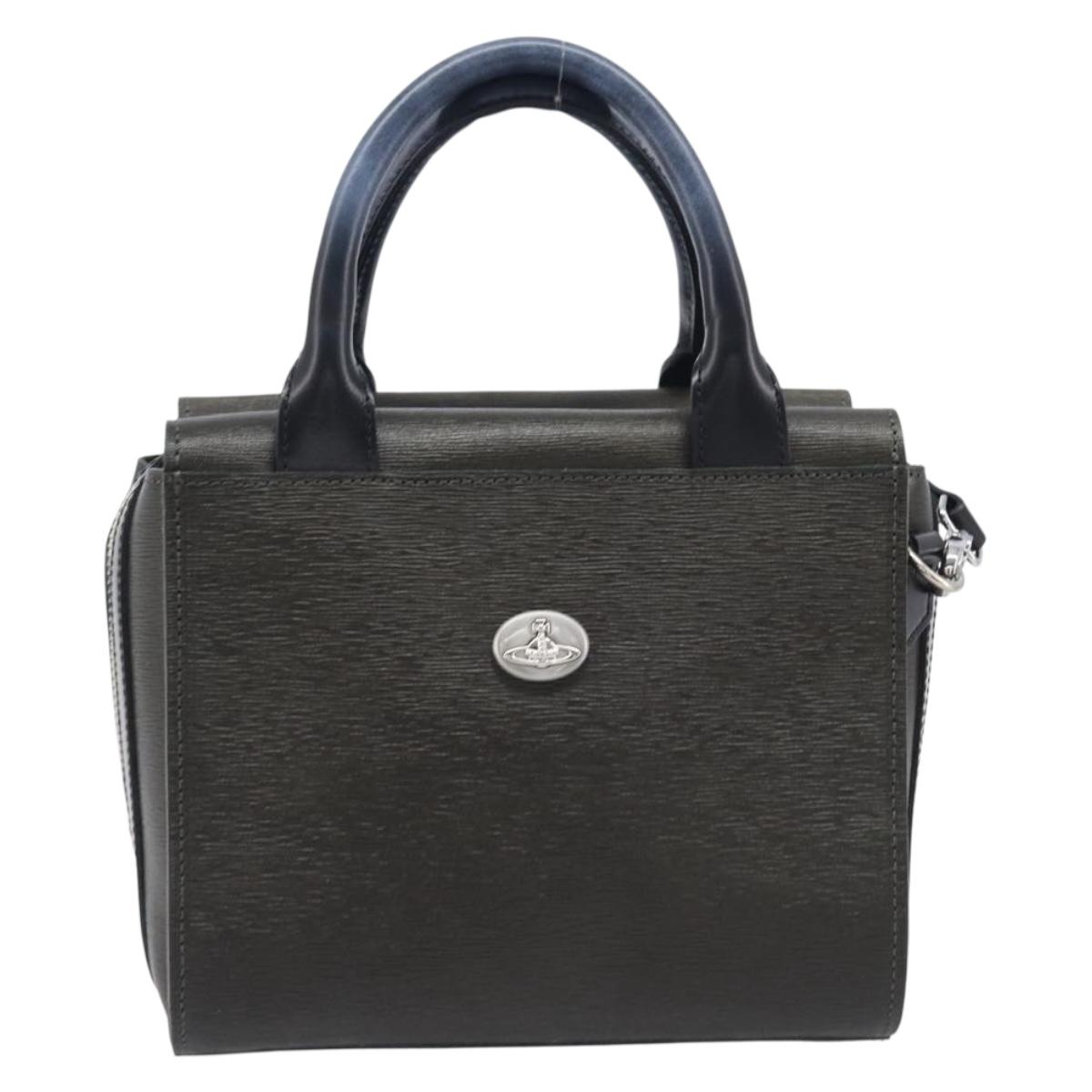 Vivienne Westwood Hand Bag Leather Green Silver Auth am13090A