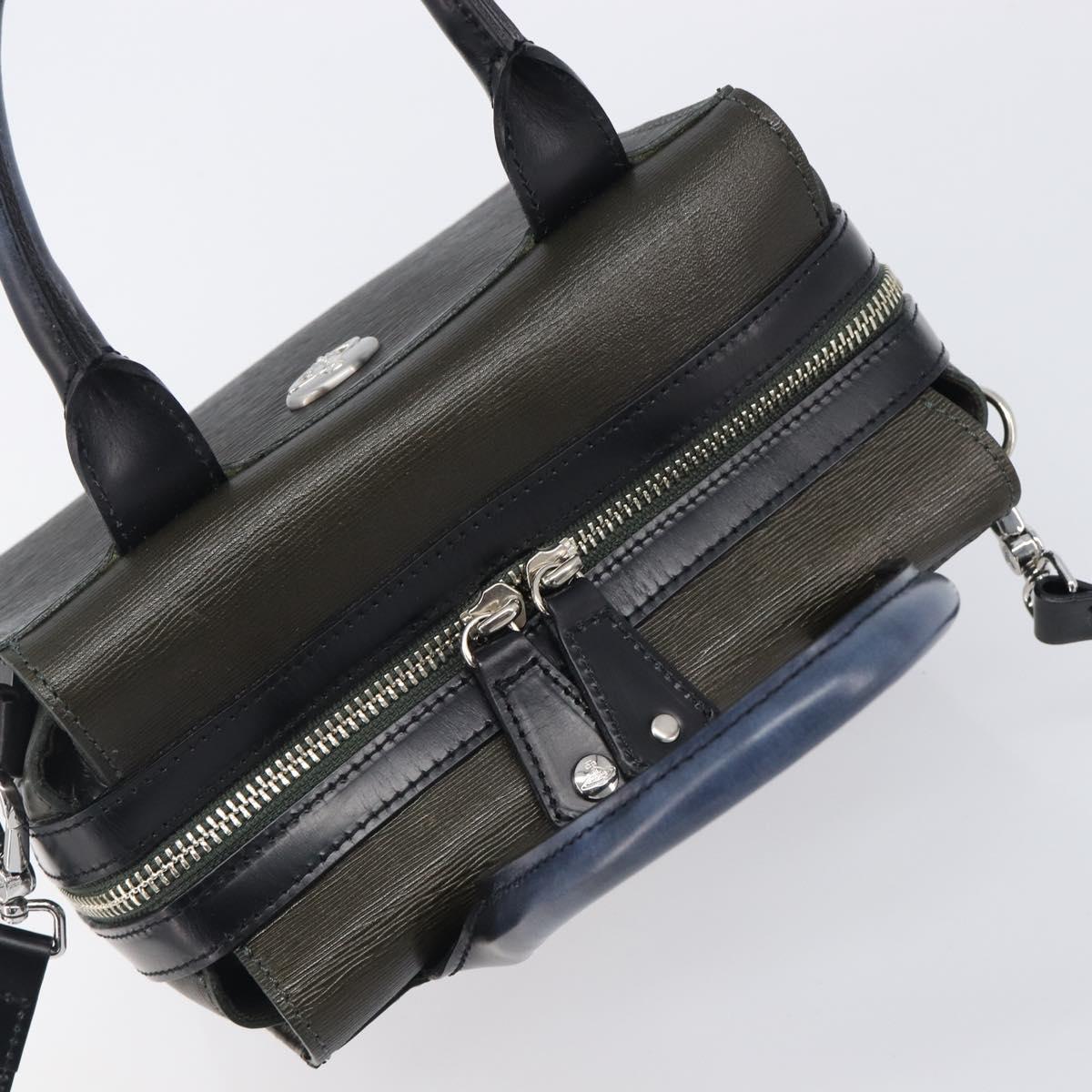 Vivienne Westwood Hand Bag Leather Green Silver Auth am13090A
