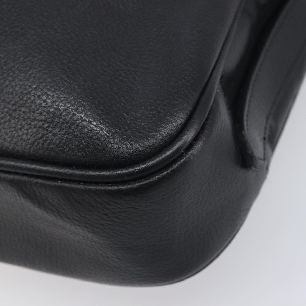 Saint Laurent Cassandra Logo Shoulder Bag Leather Black Gold Tone Auth am13091A
