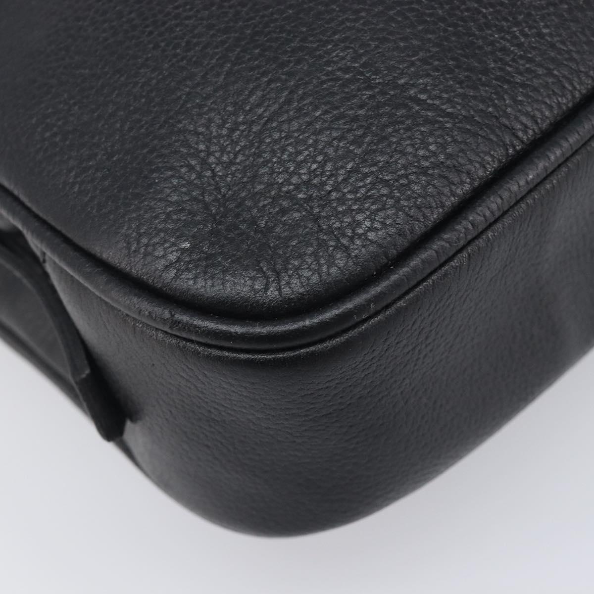 Saint Laurent Cassandra Logo Shoulder Bag Leather Black Gold Tone Auth am13091A