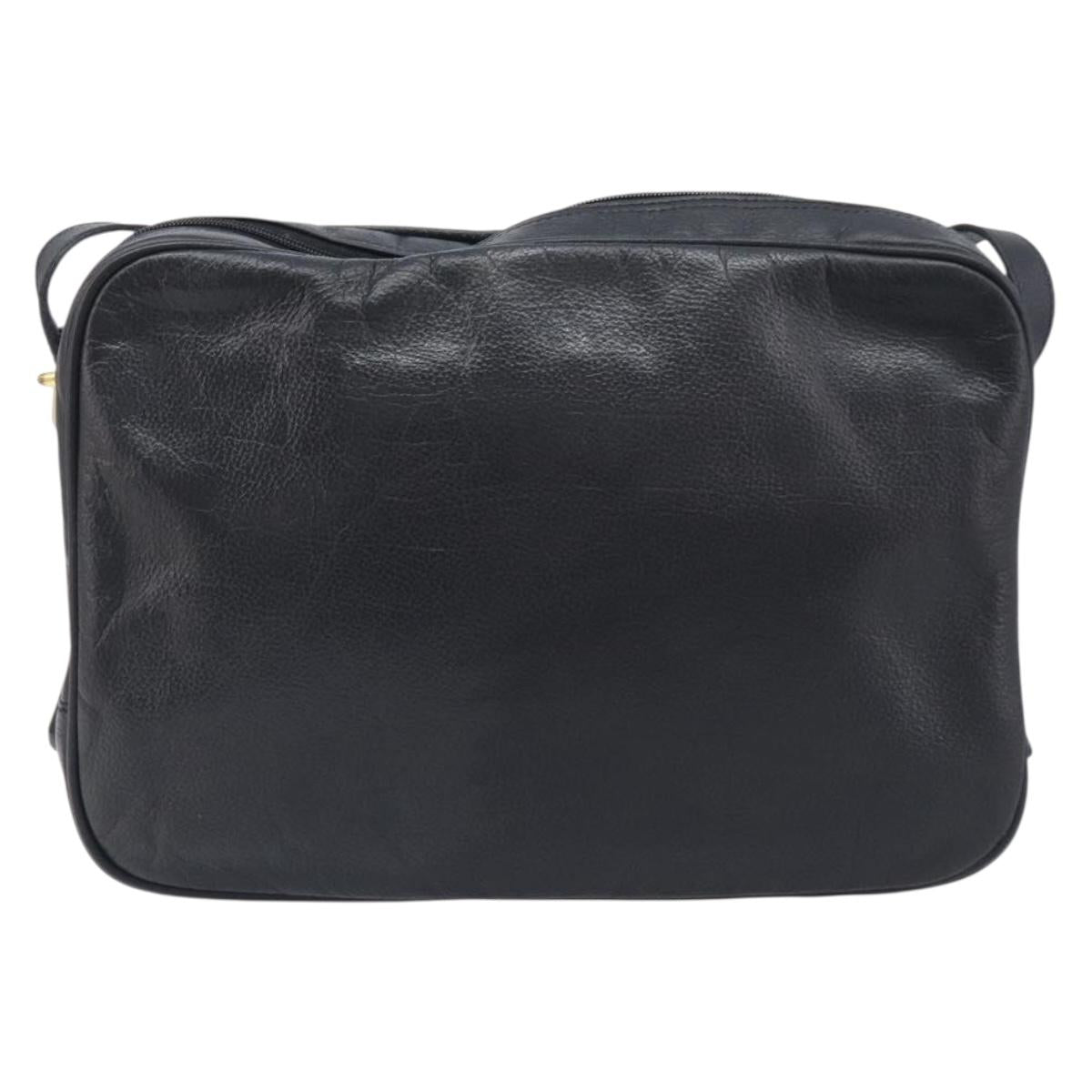 Saint Laurent Cassandra Logo Shoulder Bag Leather Black Gold Tone Auth am13091A
