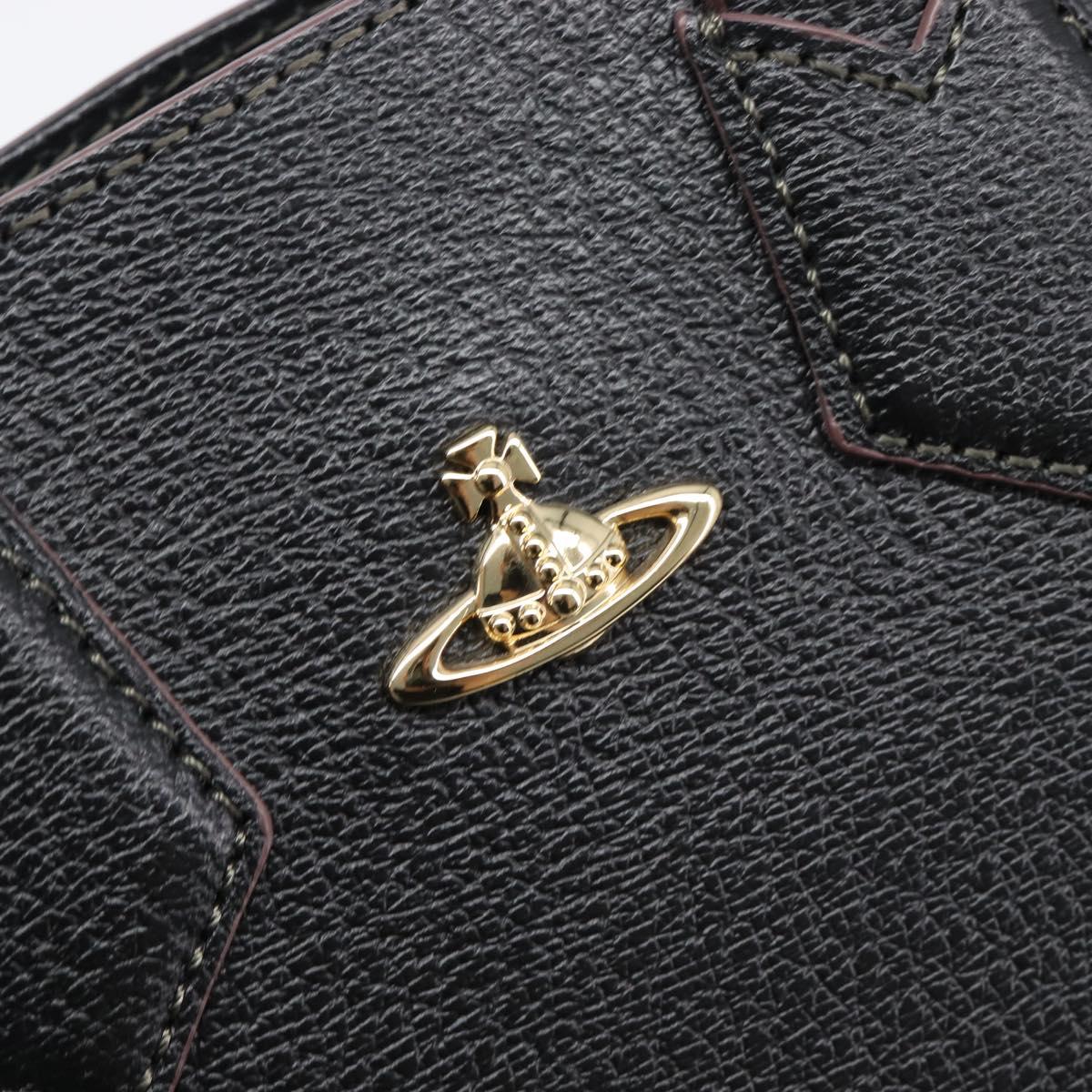 Vivienne Westwood Hand Bag Leather Black Gold Tone Auth am13092V