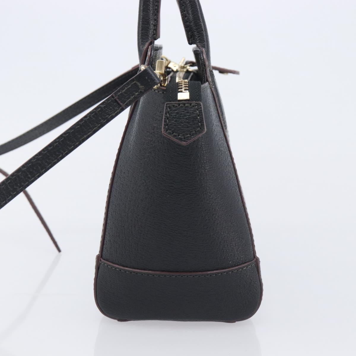Vivienne Westwood Hand Bag Leather Black Gold Tone Auth am13092V