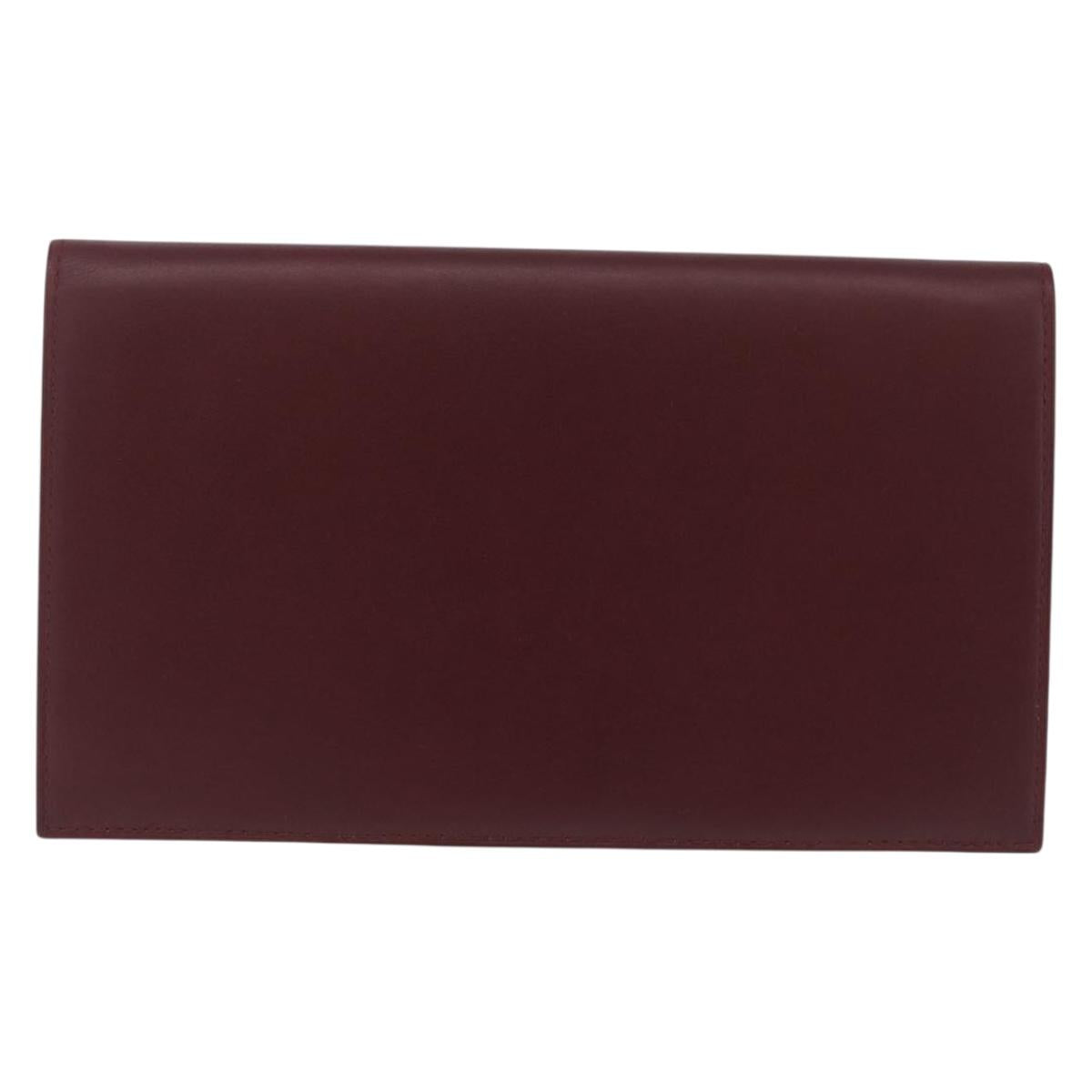 Cartier Must Line Multi Case Travel Case Leather Bordeaux Gold Auth am13093V