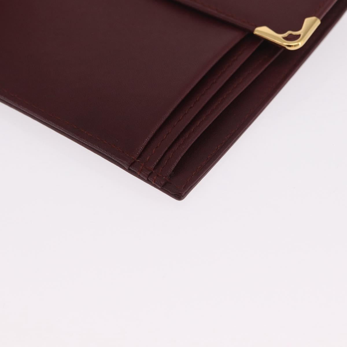 Cartier Must Line Multi Case Travel Case Leather Bordeaux Gold Auth am13093V