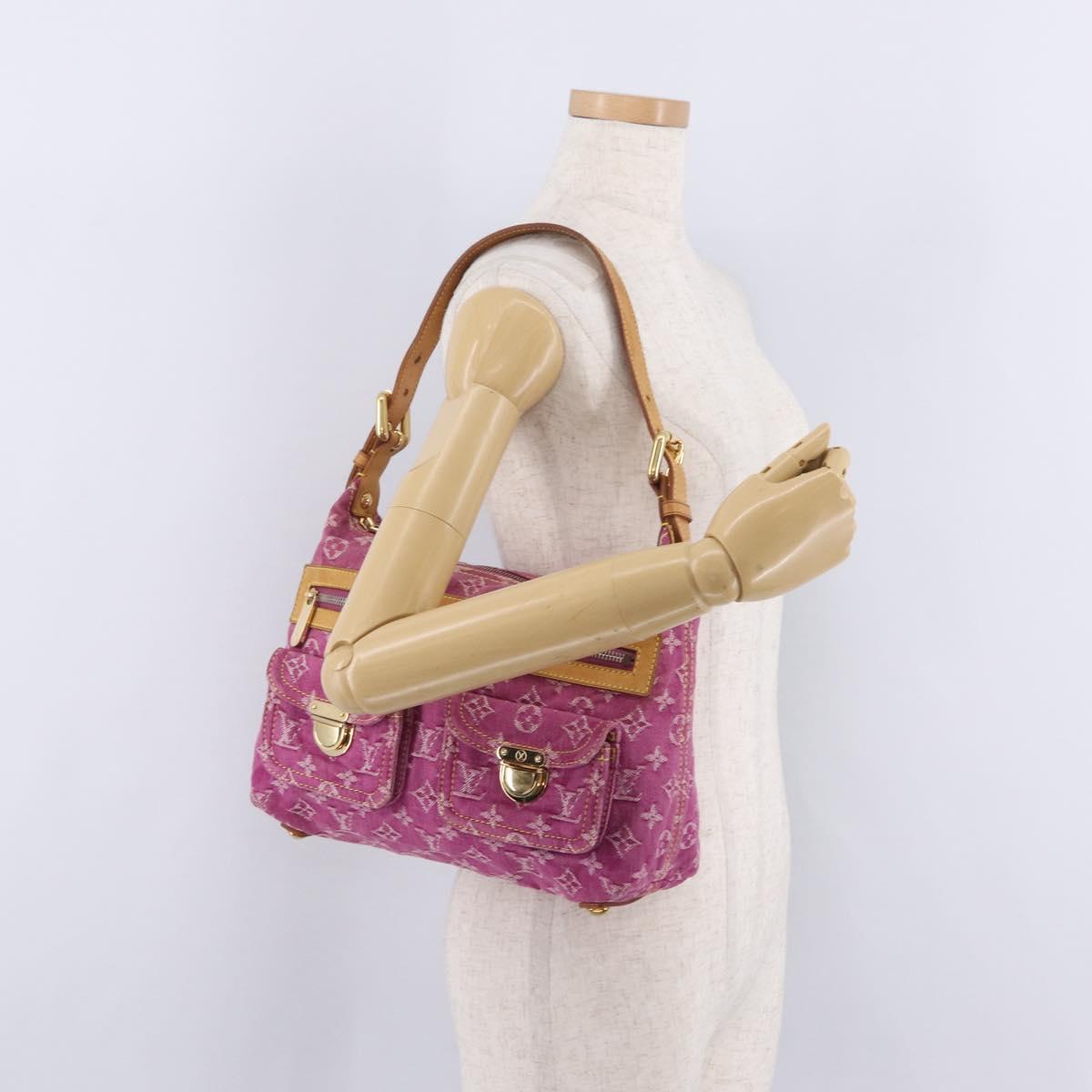 LOUIS VUITTON Monogram Denim Buggy PM Shoulder Bag Pink M95212 LV Auth am13094V